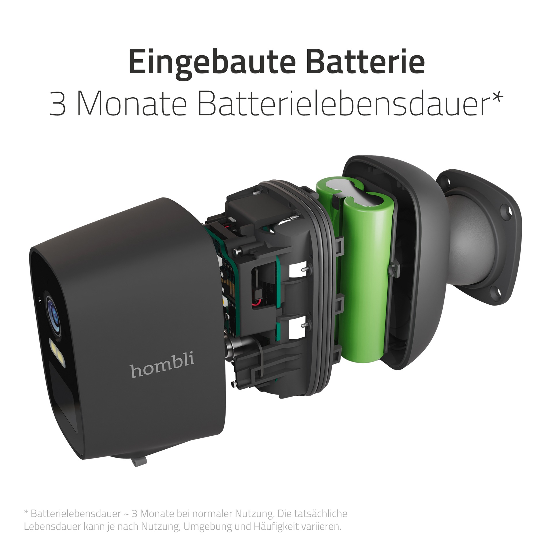 Hombli Überwachungskamera »smarte Batterie Kamera«, Außenbereich, 2K QHD, farbige Nachtsicht, integrierte Sirene und Flutlicht