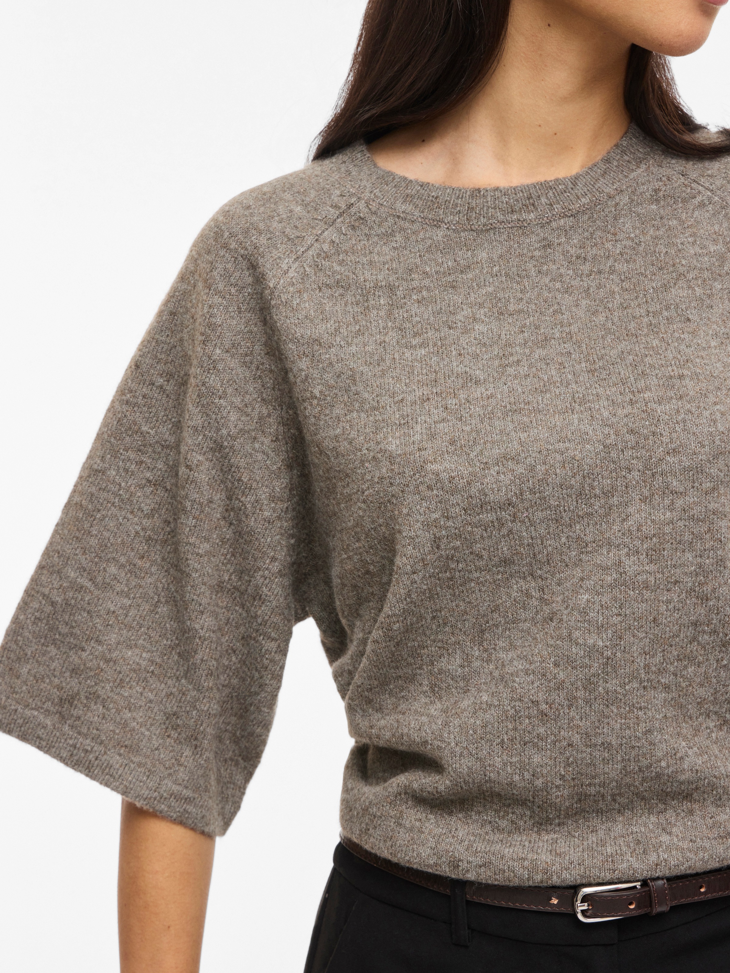 Vila Strickpullover »VILIGA 2/4 O-NECK KNIT TOP - NOOS« Materialmix, relaxed fit