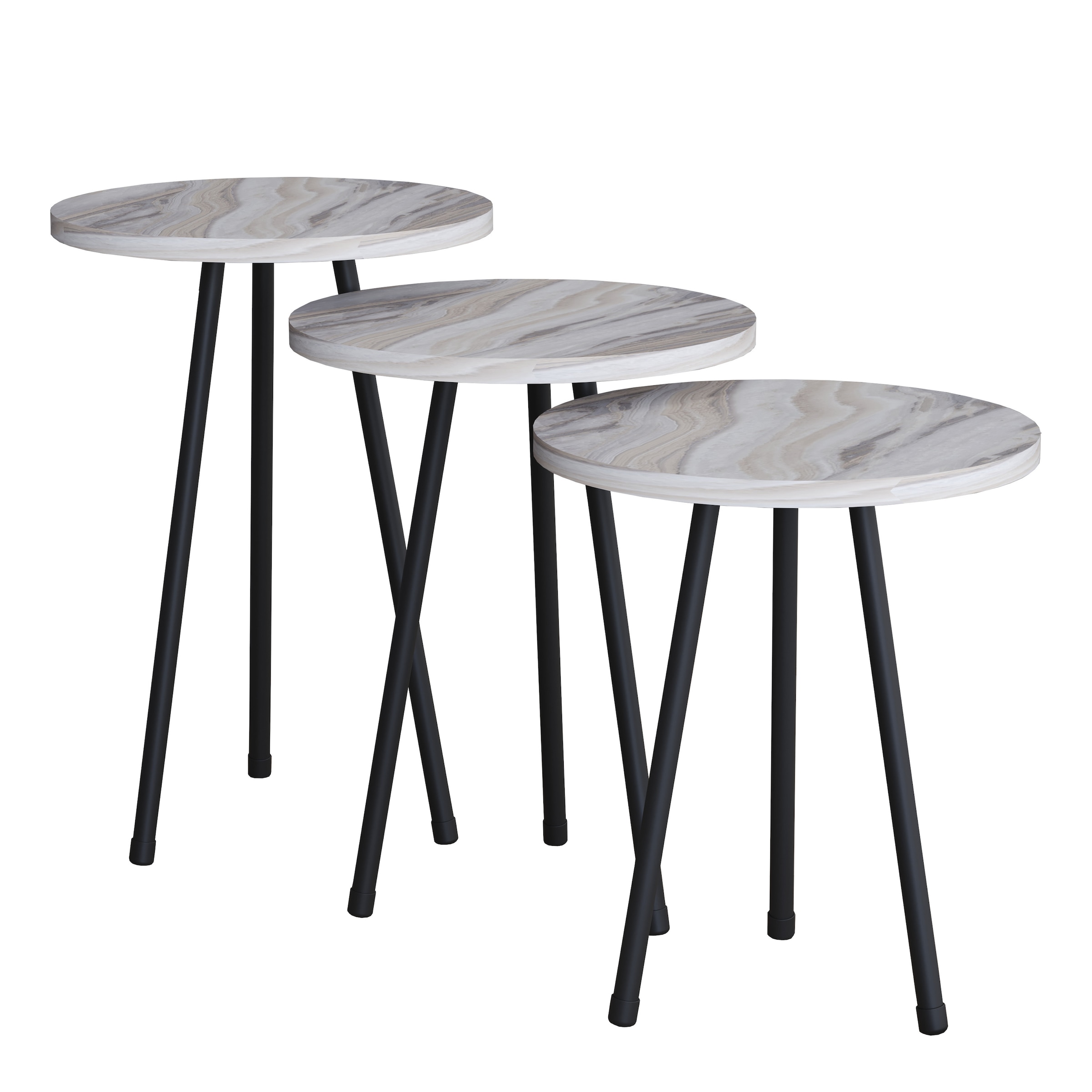 VCM Beistelltisch »3 tlg. Holz Beistelltisch Couchtisch Mamor Mirola«