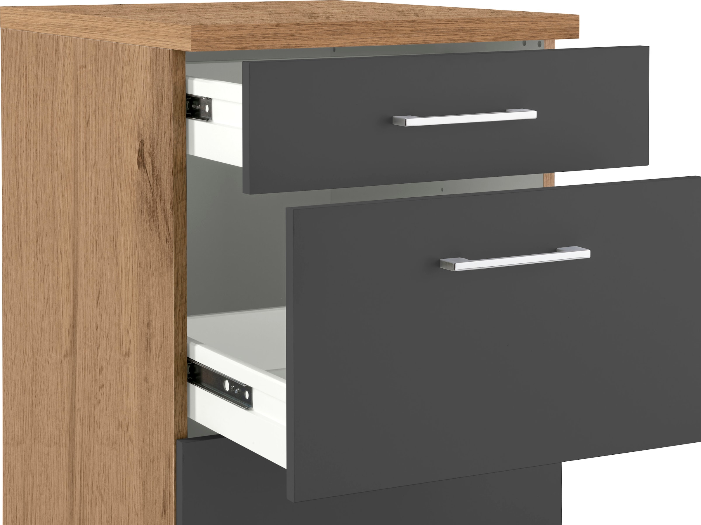 KOCHSTATION Auszugsunterschrank »KS-Colmar«, 50 cm, mit Metallgriff, alles sofort greifbar dank zwei großer Auszüge