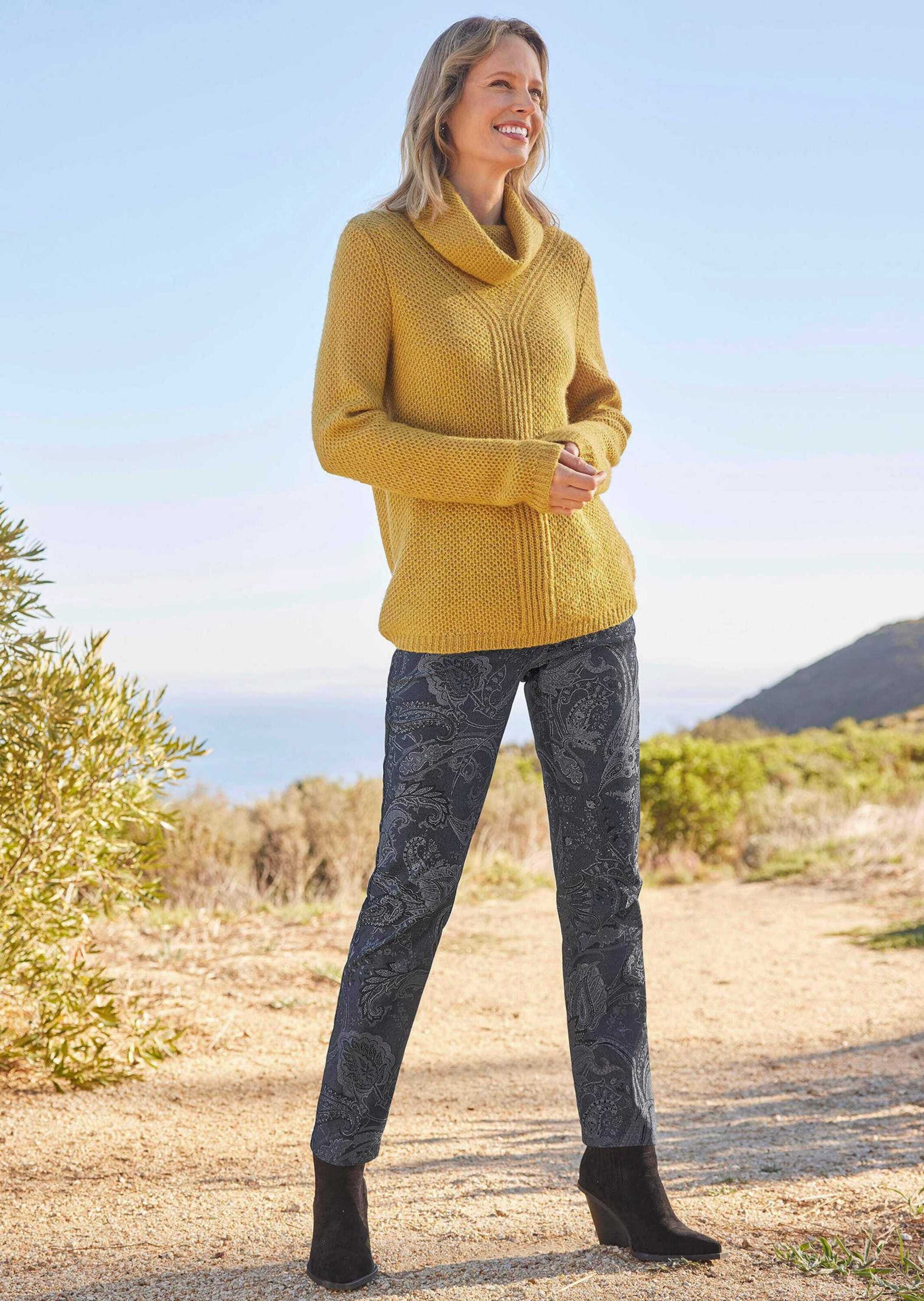 GOLDNER Strickpullover »Kurzgröße Strickpullover mit Struktur, Glitzer« Ohne