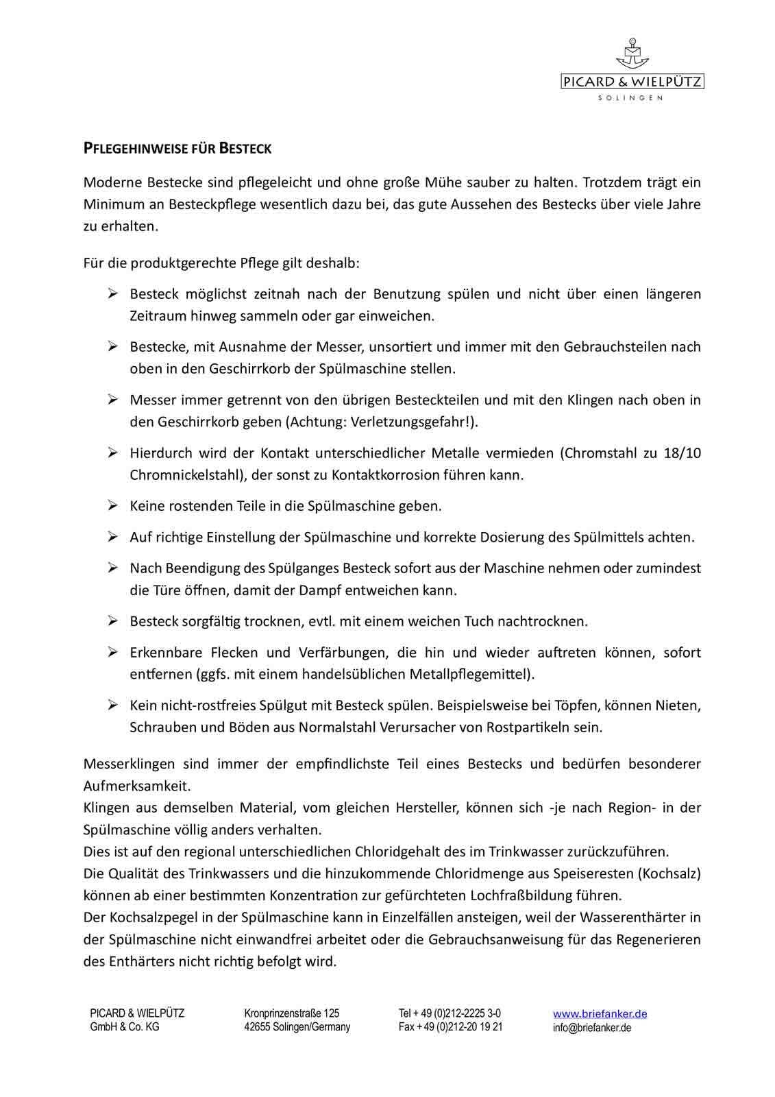 Picard & Wielpütz Solingen Besteck-Set »Tafelbesteck inkl. Besteckbox Aradena 30er Set silber« Spülmaschinengeeignet