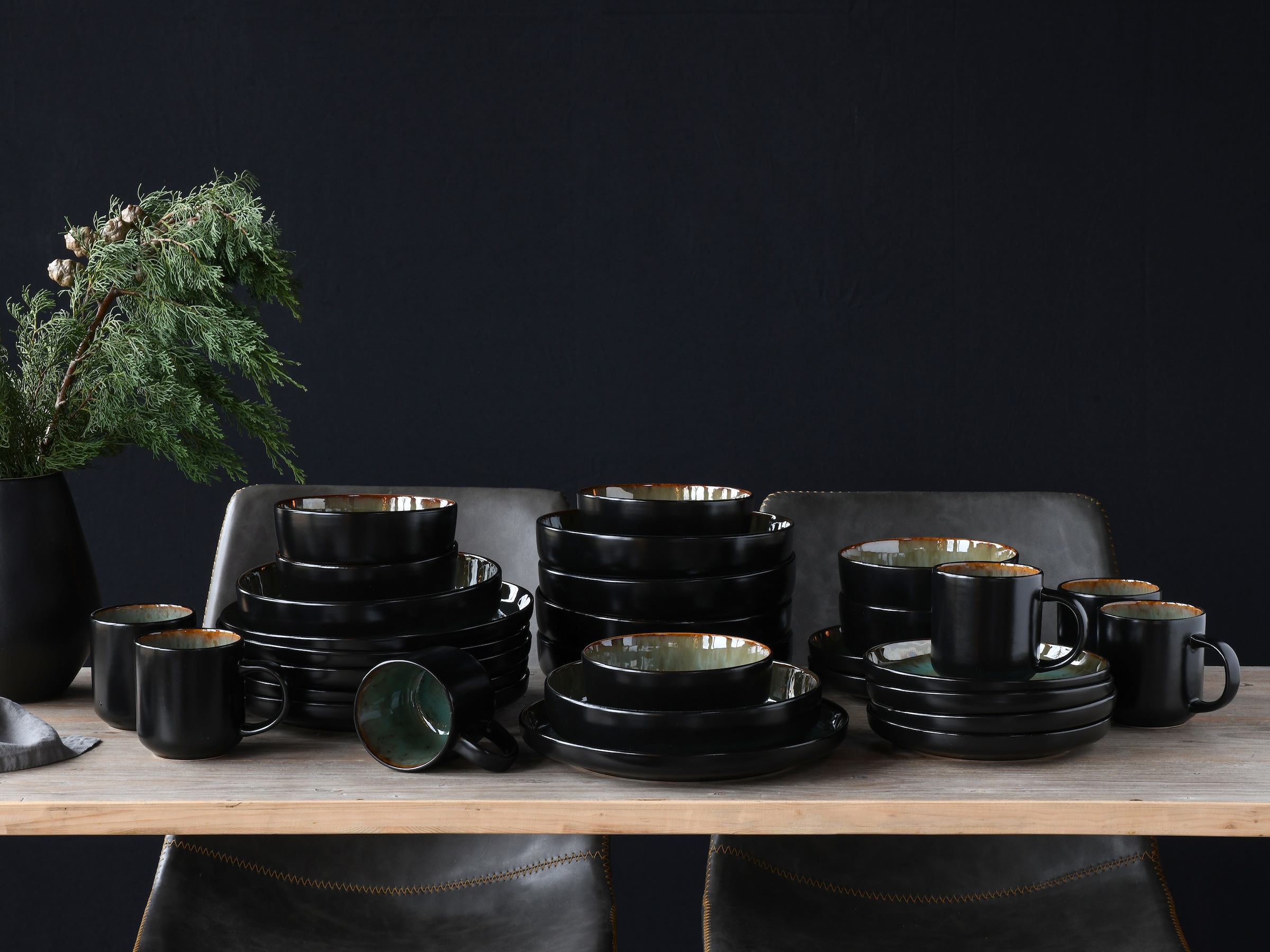 CreaTable Kombiservice »Nordic Fjord«, (Set, 30 tlg.), je 6 Speiseteller, Suppenteller, Dessertteller, Schalen, Kaffeebecher
