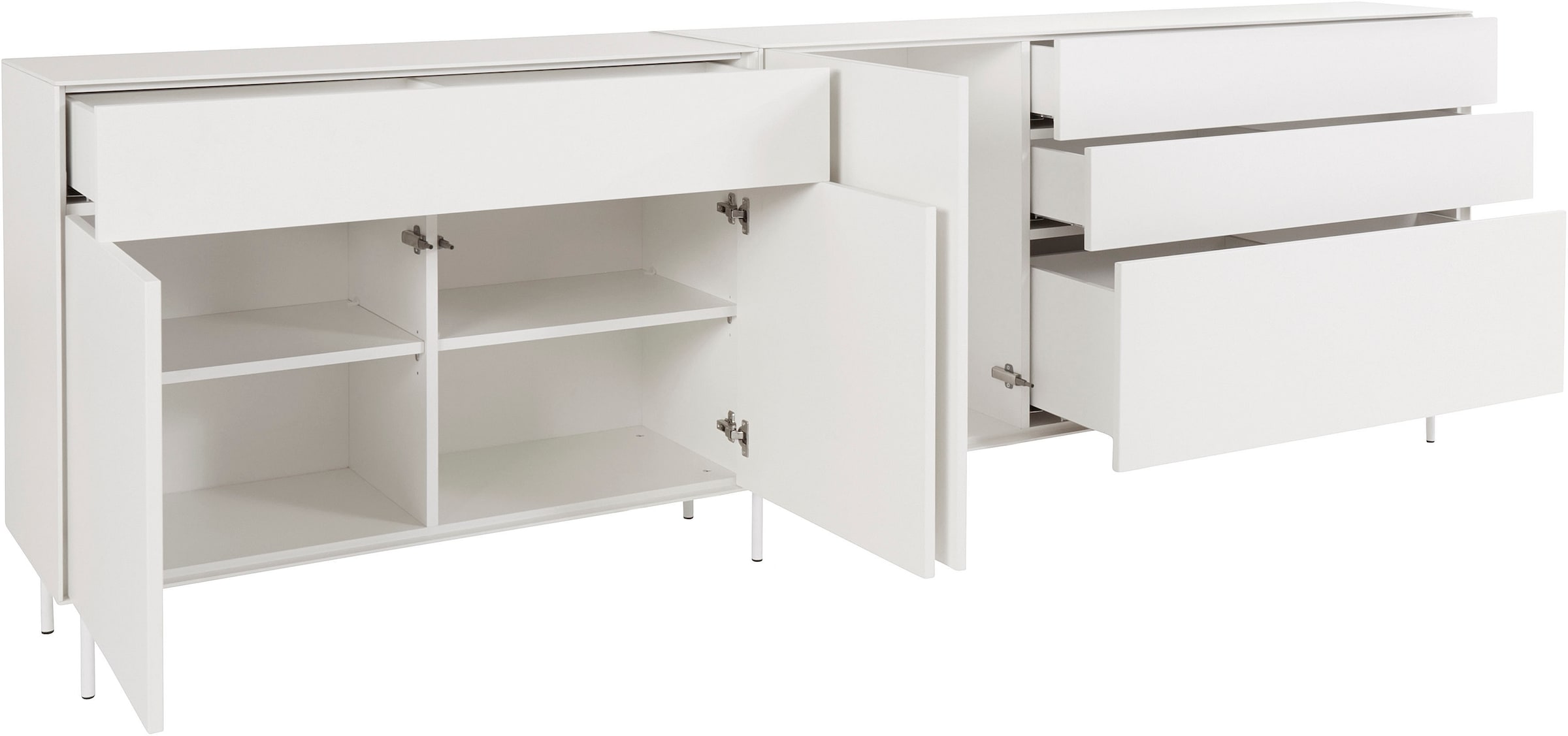 LeGer Home by Lena Gercke Sideboard »Essentials«, (2 St.), Breite: 279cm, MDF lackiert, Push-to-open-Funktion