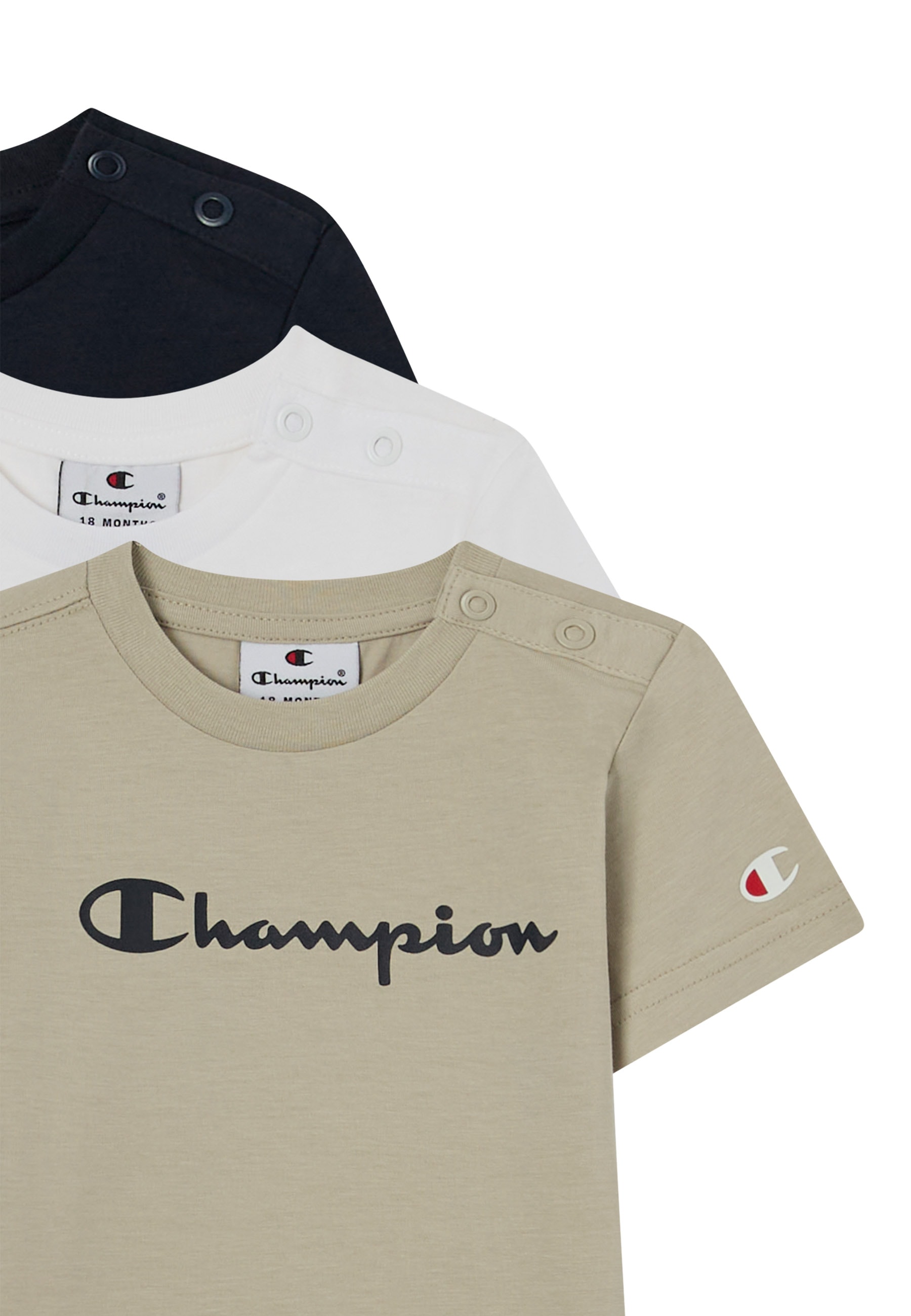 Champion T-Shirt »ICONS CONTRAST 3 pack Crewneck T-Shirt« Packung, 3, 3 Stk. für aktive Kinder, dreiteiliges Set, aus Baumwolle und Polyester