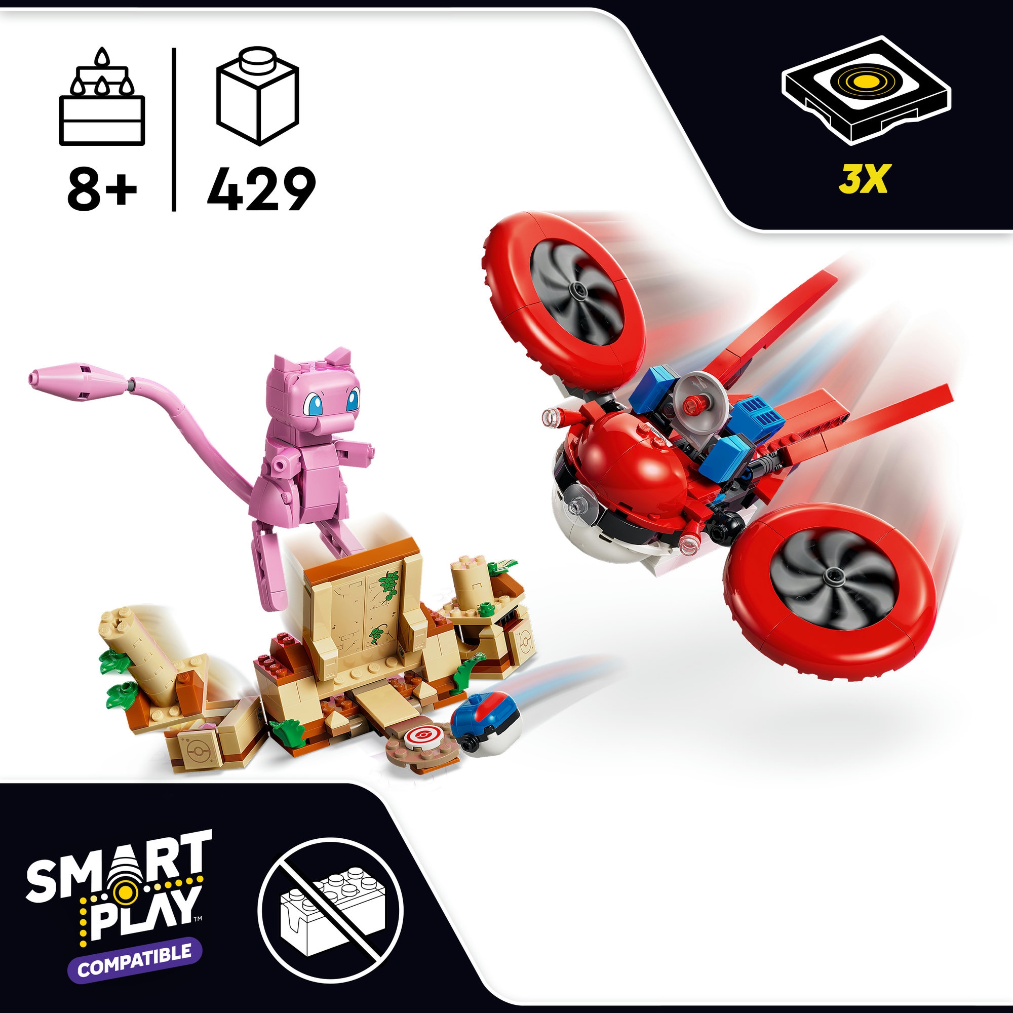 LEGO® Konstruktionsspielsteine »SMART Play™  Drohnensuche nach einem Mysteriösen Mew (72161)« LEGO Pokémon; Mit SMART Brick kombatibel (nicht enthalten)