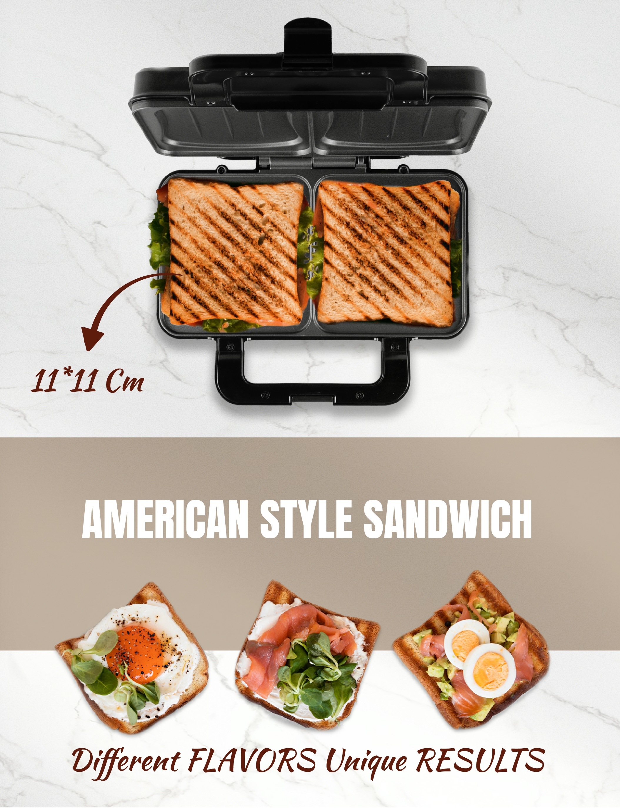bestron Sandwichmaker »ASM92XLSAT«, 900 W