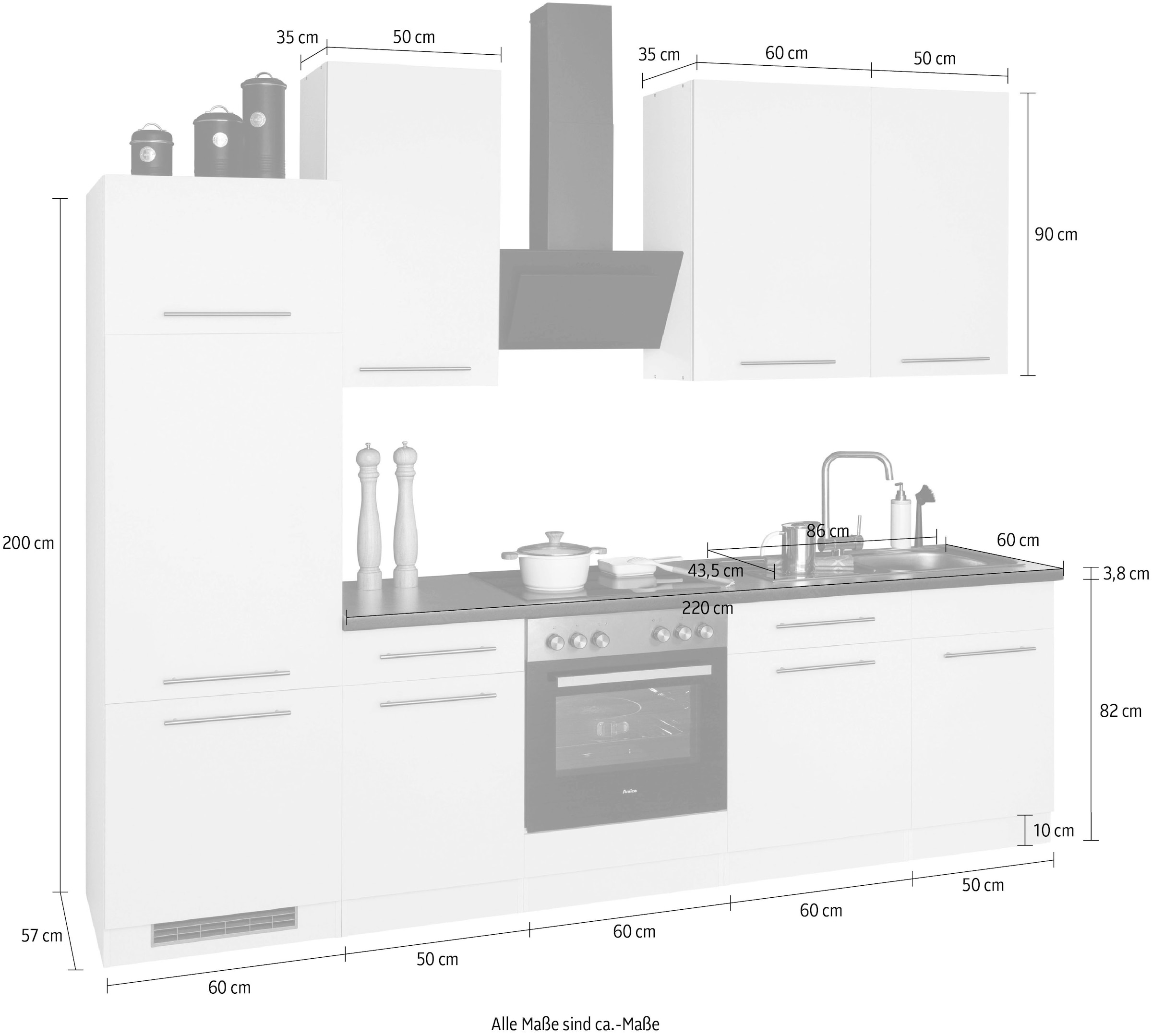wiho Küchen Küchenzeile 280 E-Geräten, OTTO online mit Breite »Unna«, cm bei