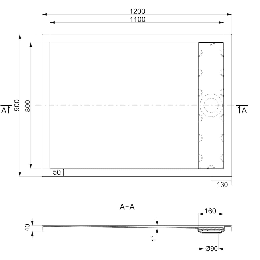 OTTOFOND Duschwanne »Plateau«, (3 St.)