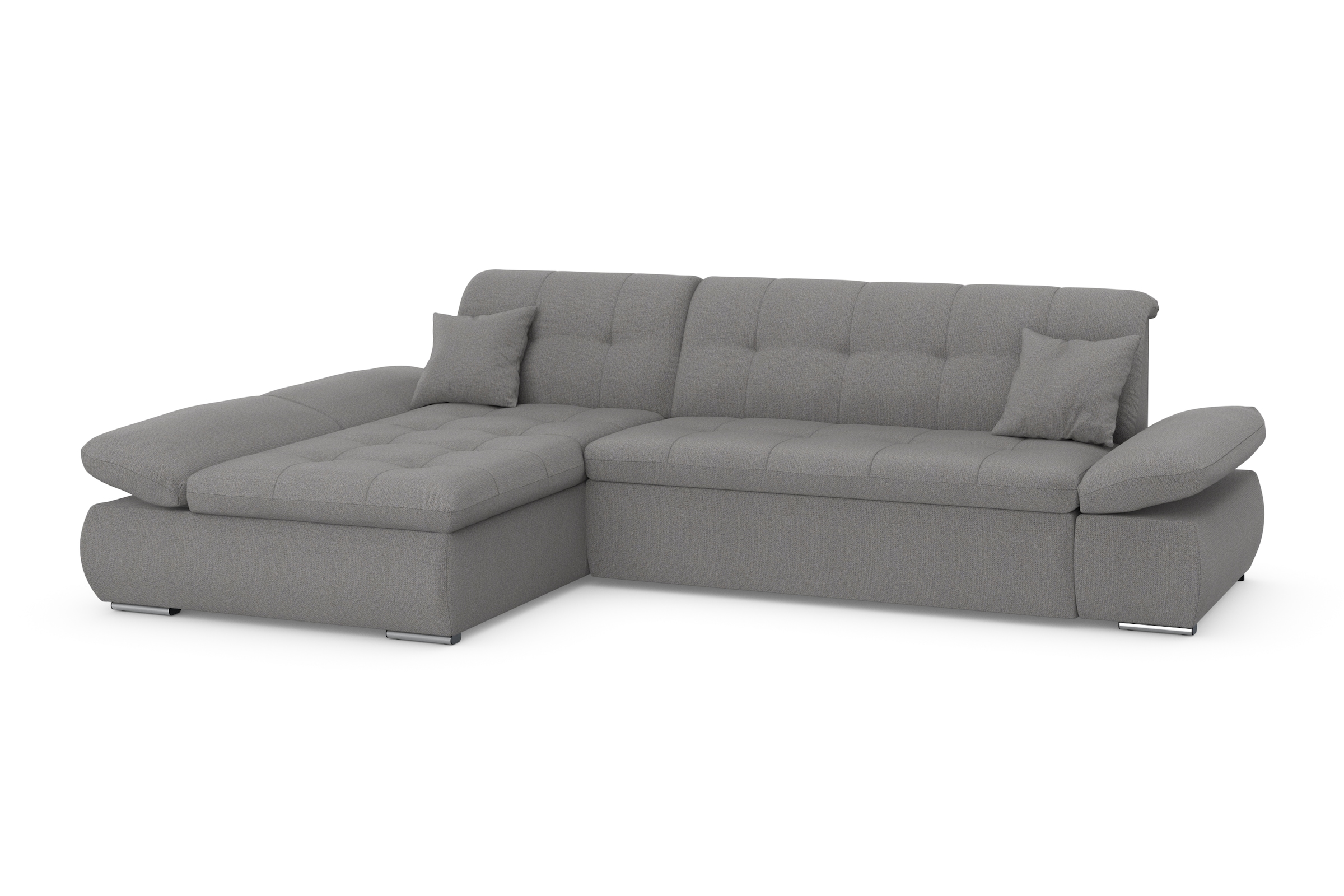 DOMO collection Ecksofa »Moric, L-Form, XXL-Sofa - Breite 300cm«, wahlweise mit Bettfunktion und Armteilverstellung, dunkelgrau