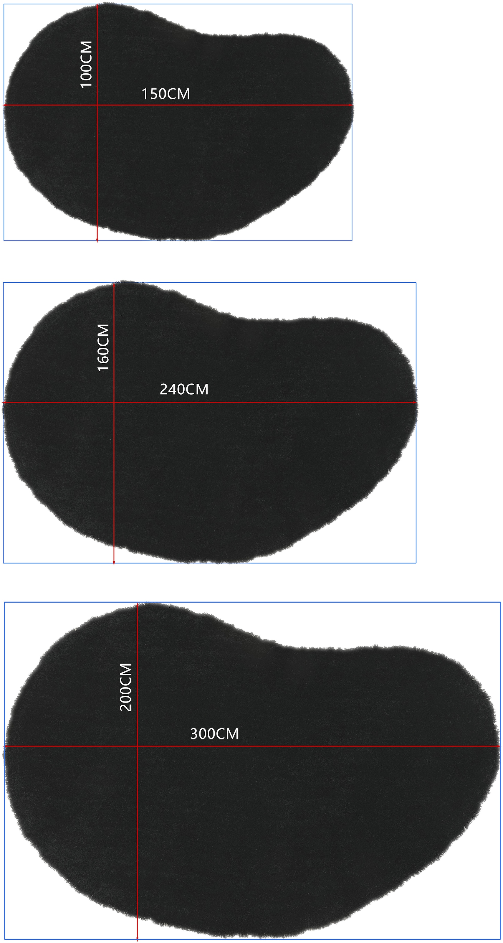 Bruno Banani Hochflor-Teppich »Dana Bean shape, besondere Form, weich, Mikrofaser Teppiche« U-förmig 30 mm Höhe organische Form, uni, Wohnzimmer, Schlafzimmer, Esszimmer