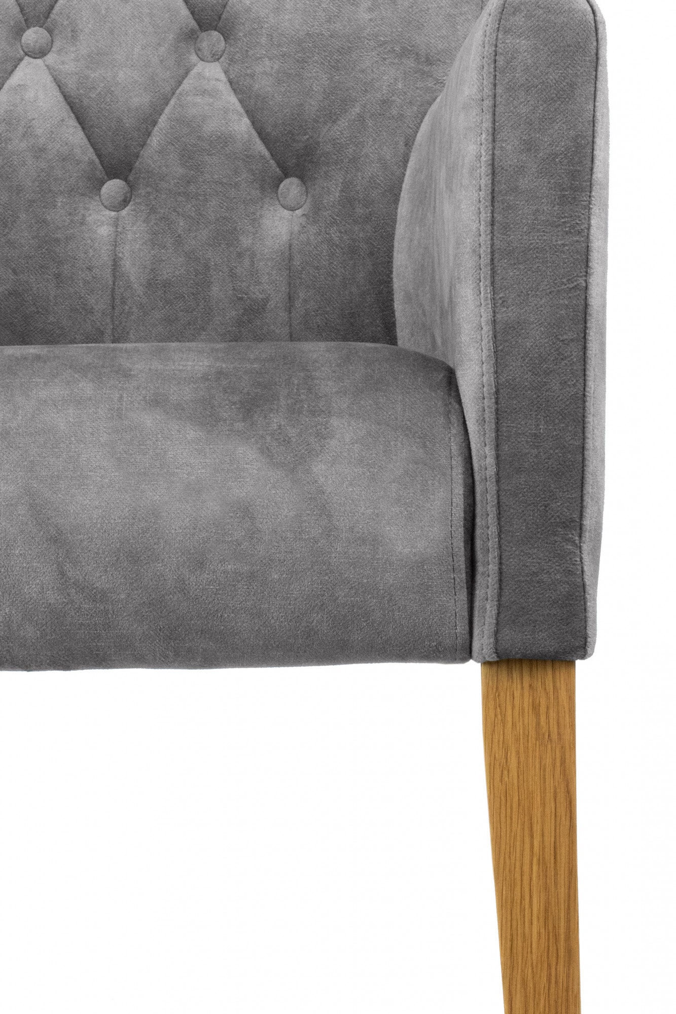 Home affaire Armlehnstuhl »Cortega Esszimmerstuhl mit Knopfheftung« () 1 Stk. Luxus-Microfaser in Lederoptik Beingestell Massivholz, bequem gepolstert