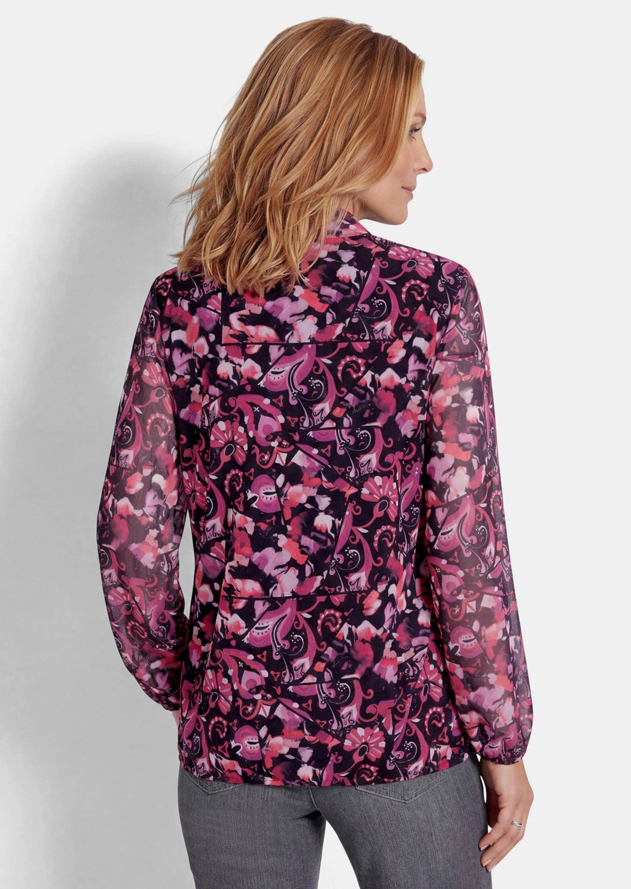 GOLDNER Print-Shirt »Kurzgröße Mesh-Shirt mit Paisley-Druck« stretchbequemes Mesh Shirt mit Body mit Viskosejersey unterfüttert