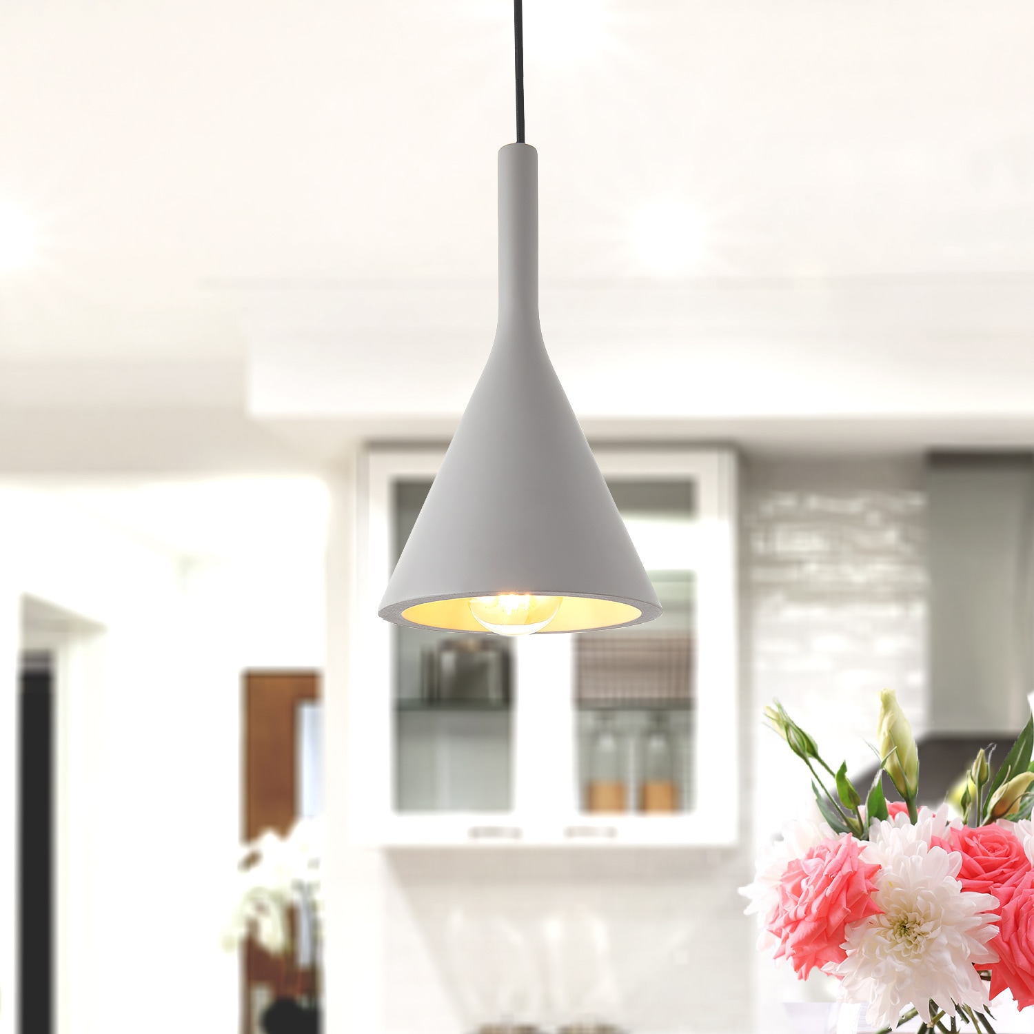 Paco Home Pendelleuchte »CLOUCH«, 1 flammig, Leuchtmittel E27 | ohne Leuchtmittel, LED, E27, Lampe Für Wohnzimmer Esszimmer Küche, Höhenverstellbar