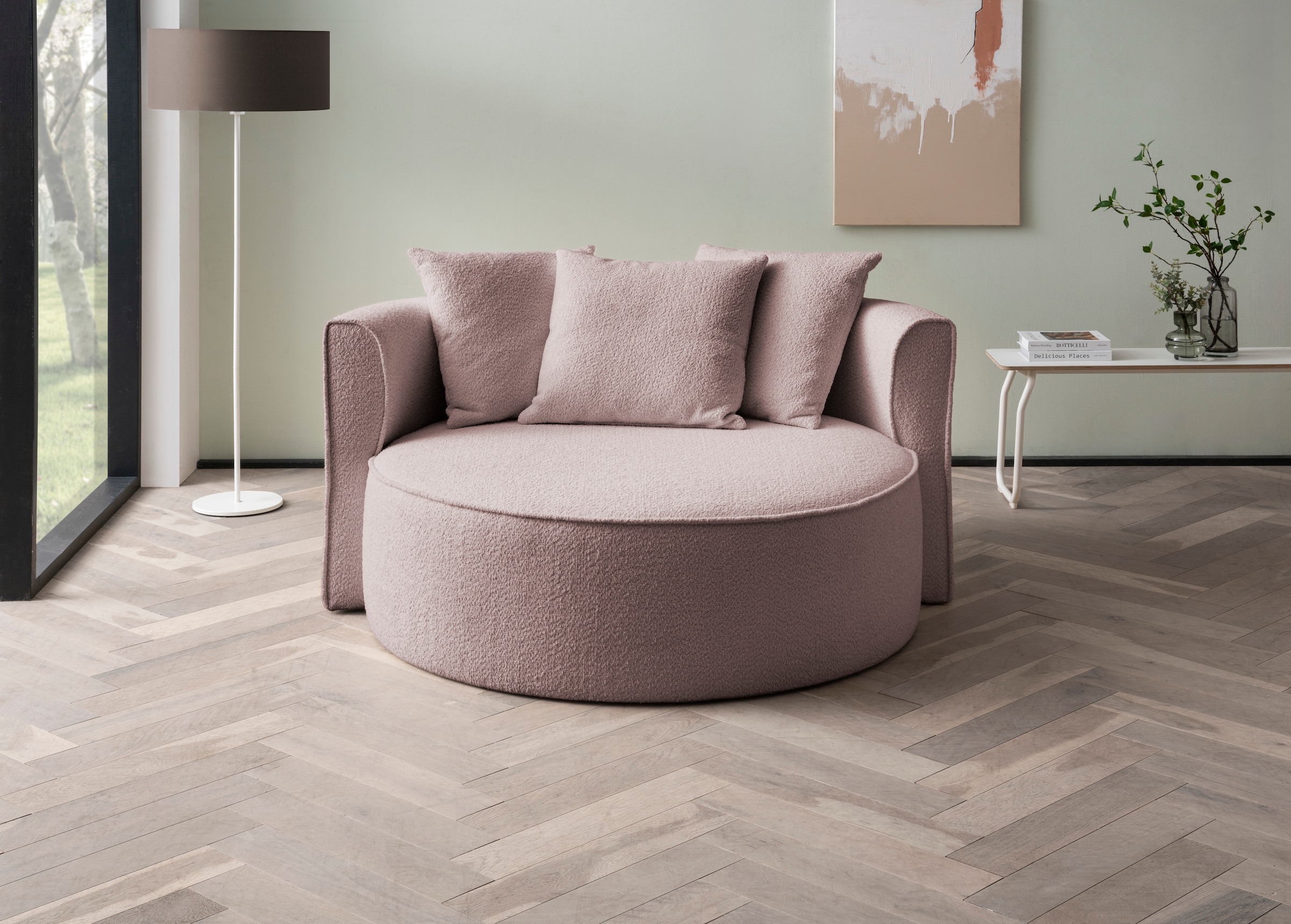 LeGer Home by Lena Gercke XXL-Sessel »Isalie, Lesesessel, Loveseat, inklusive Zierkissen«, extra große Sitzfläche, optional mit Hocker, Cord, Samt, Bouclé