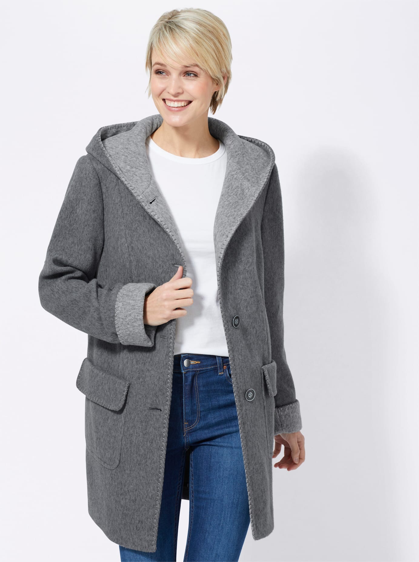 Casual Looks Damen Anorak mit Kapuze in grau, Größe 36