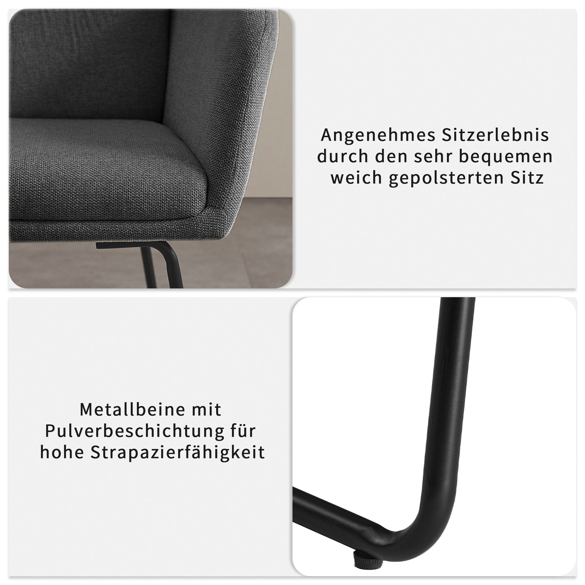 INOSIGN Esszimmerstuhl »Sphere« (Set) 2 Stk.hochwertiger Strukturstoffbezug, Metallgestell, Sitzhöhe 49 cm