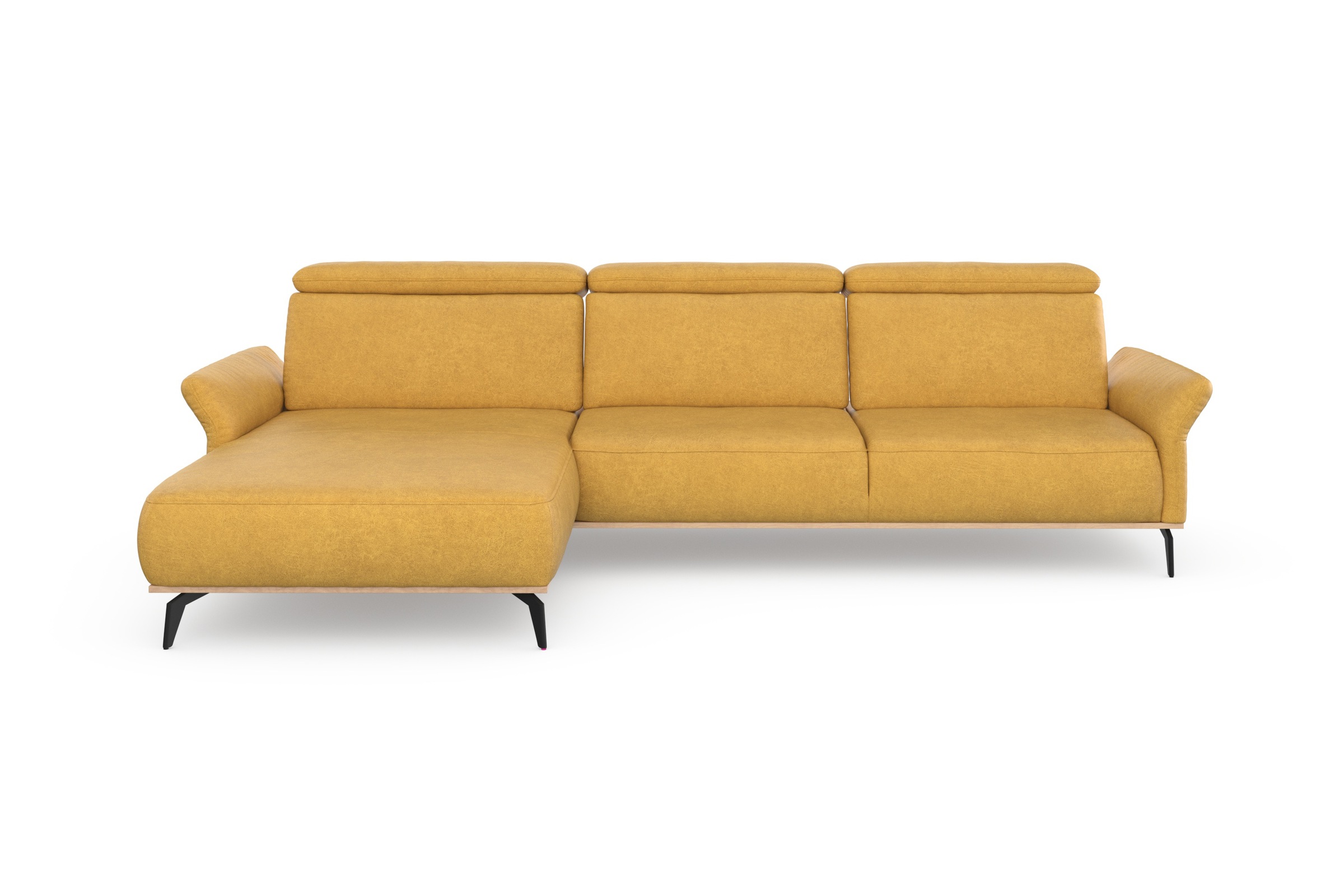 Places of Style Ecksofa »Fjord L-Form«, massiv, wahlweise mit Armlehnfunktion, Kopf- Sitztiefenverstellung