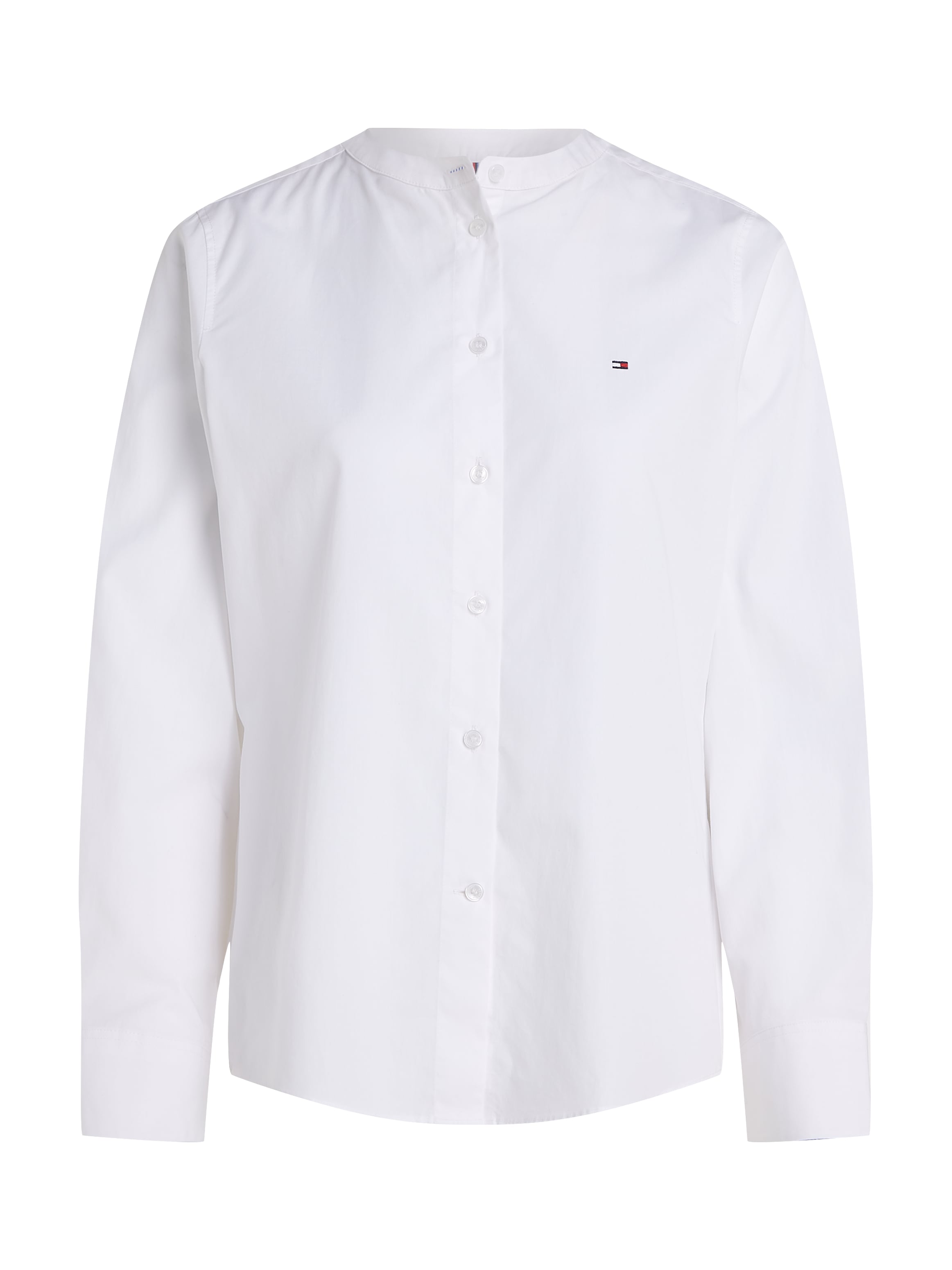 Tommy Hilfiger Shirtbluse »COLLARLESS POPLIN REGULAR SHIRT«, mit Tommy Hilfiger Flagge