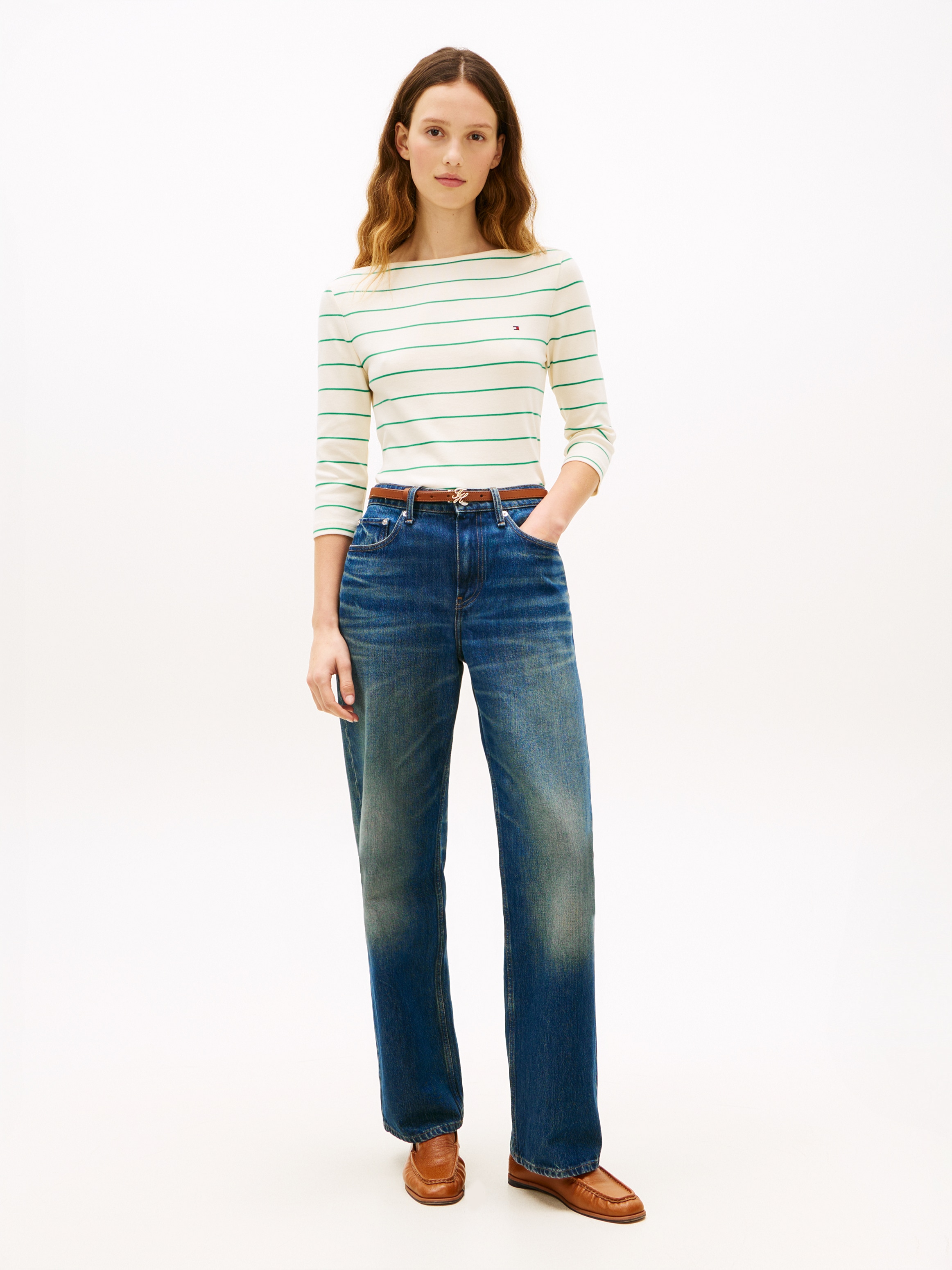 Tommy Hilfiger 3/4-Arm-Shirt »NEW CODY SLIM BOAT-NECK« mit Logostickerei