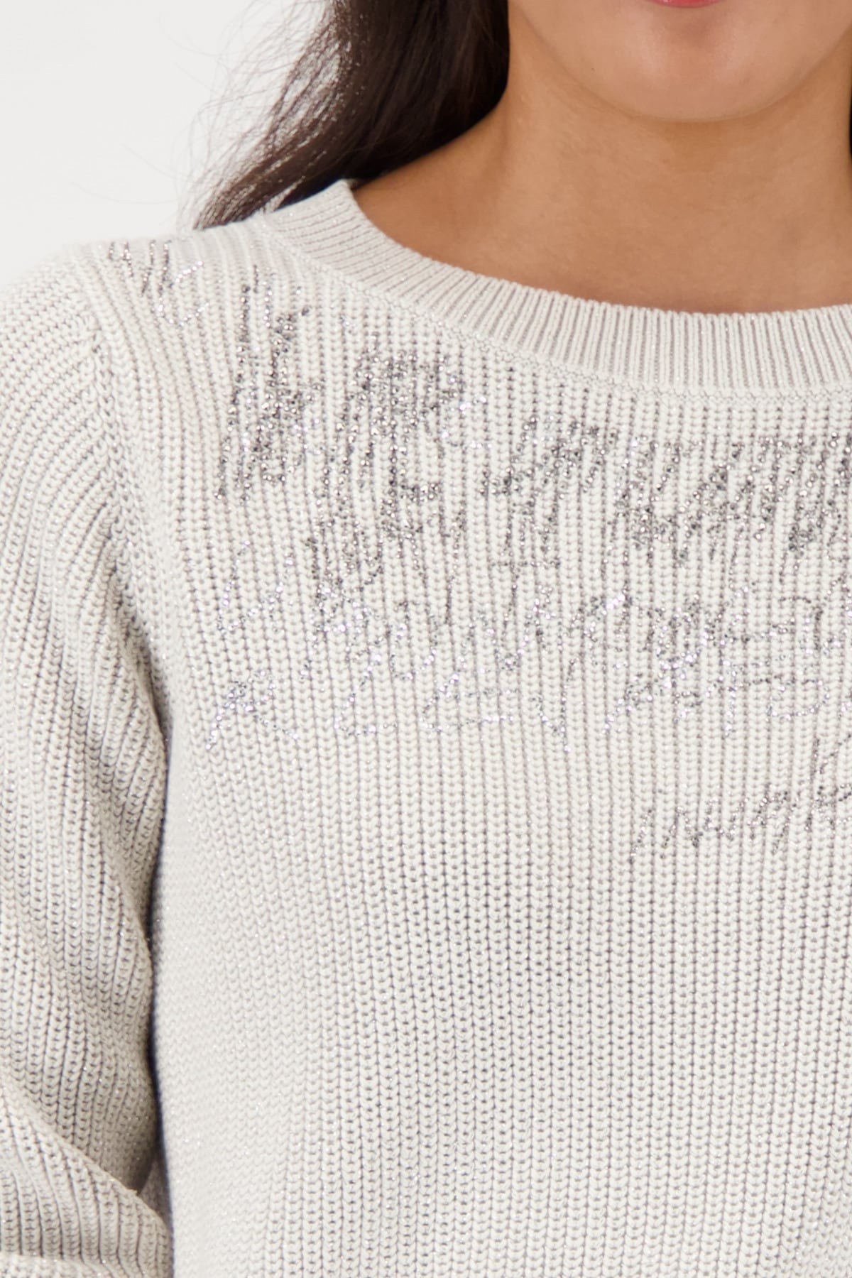 Monari Strickpullover »Pullover Schmuck + Lurex« Regular fit mit Rundhalsausschnitt