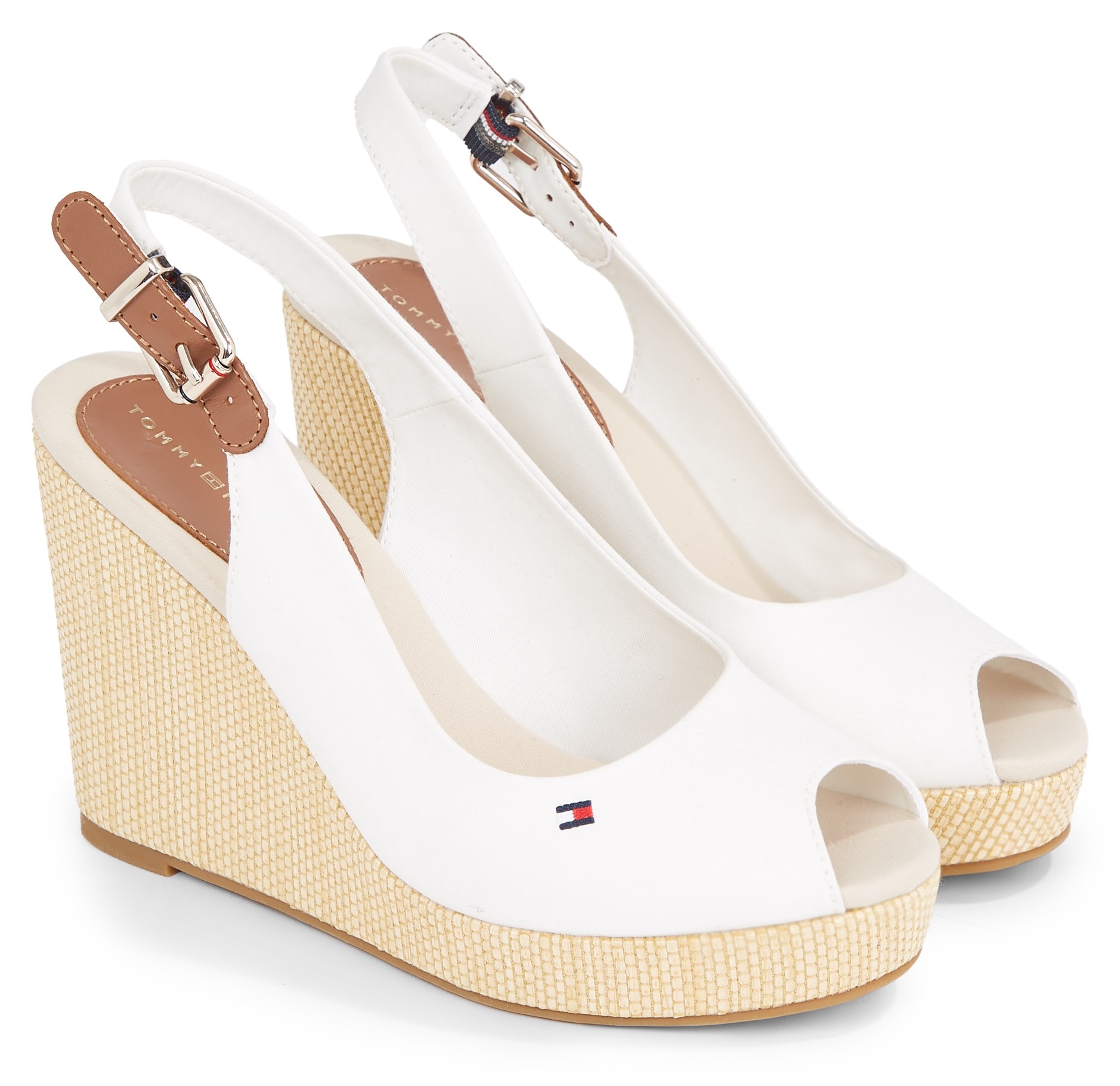 Tommy Hilfiger Keilsandalette »ICONIC ELENA SLING BACK WEDGE«, Sommerschuh, Sandale, Keilabsatz, mit verstellbarer Schnalle