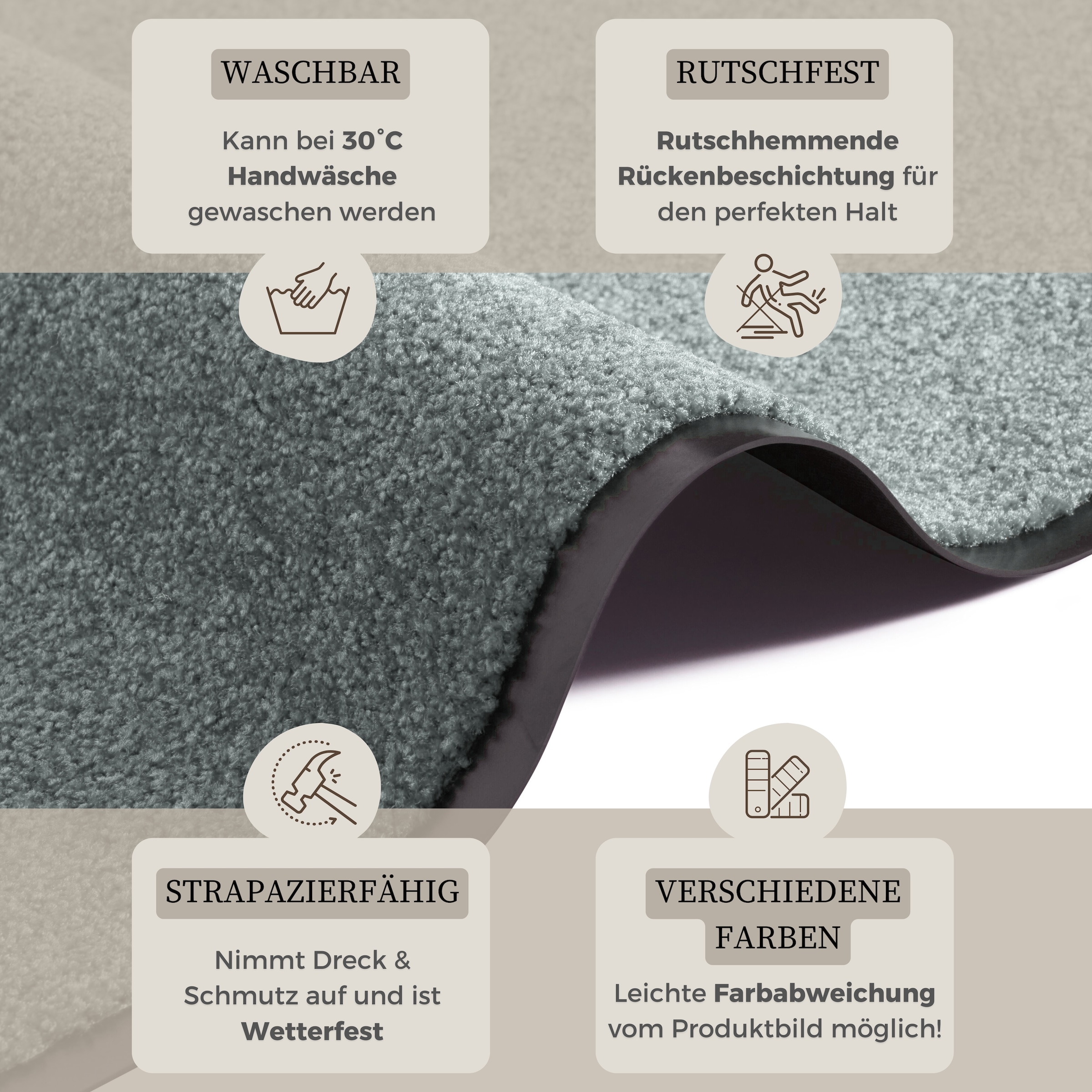 HANSE Home Fußmatte »Wash & Clean« rechteckig 7 mm Höhe Schmutzfangmatte, Türmatte, In- und Outdoor, Teppich, Läufer, waschbar