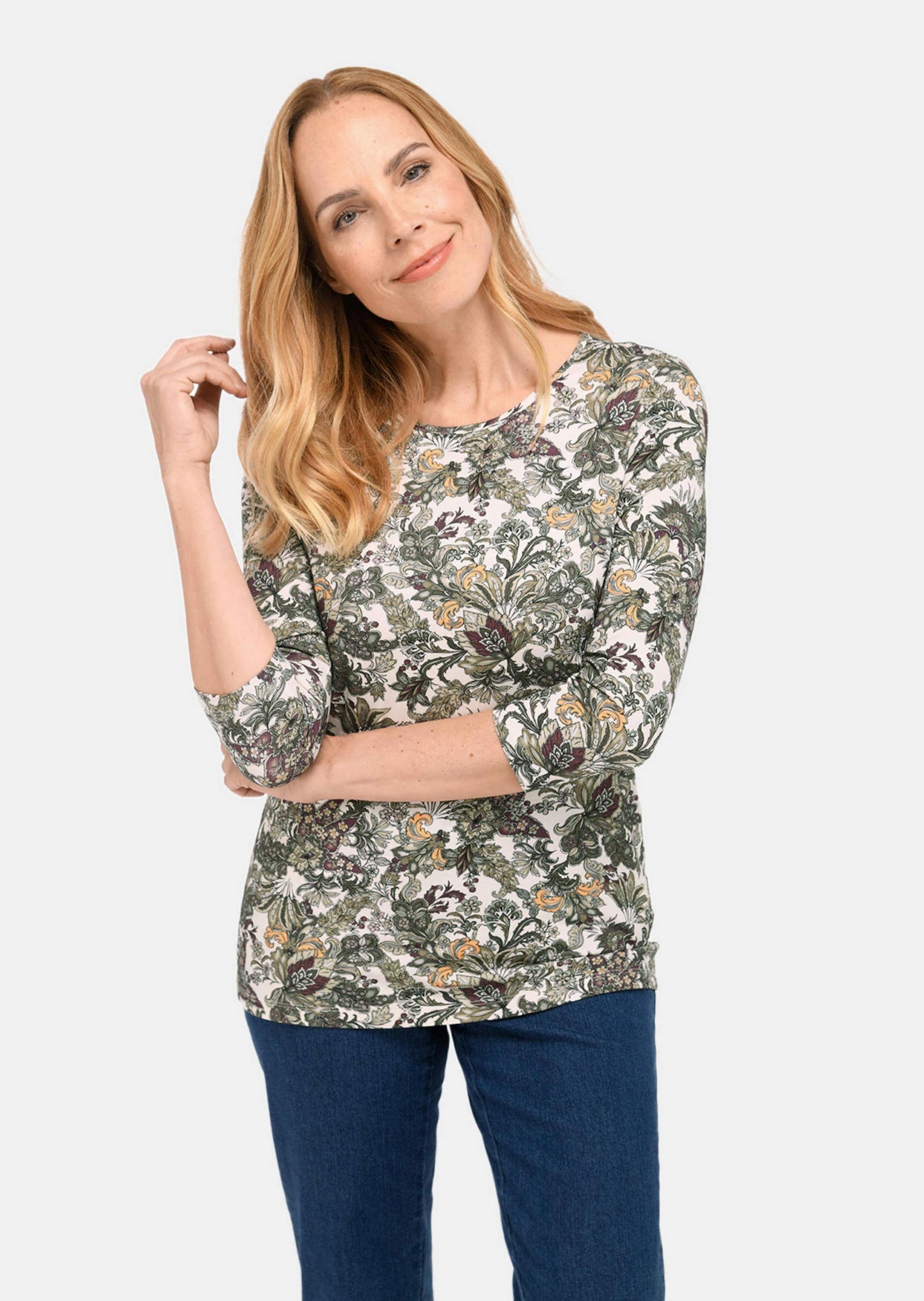 GOLDNER Print-Shirt »Kurzgröße Kombinierfreundlich gemustertes Shirt«