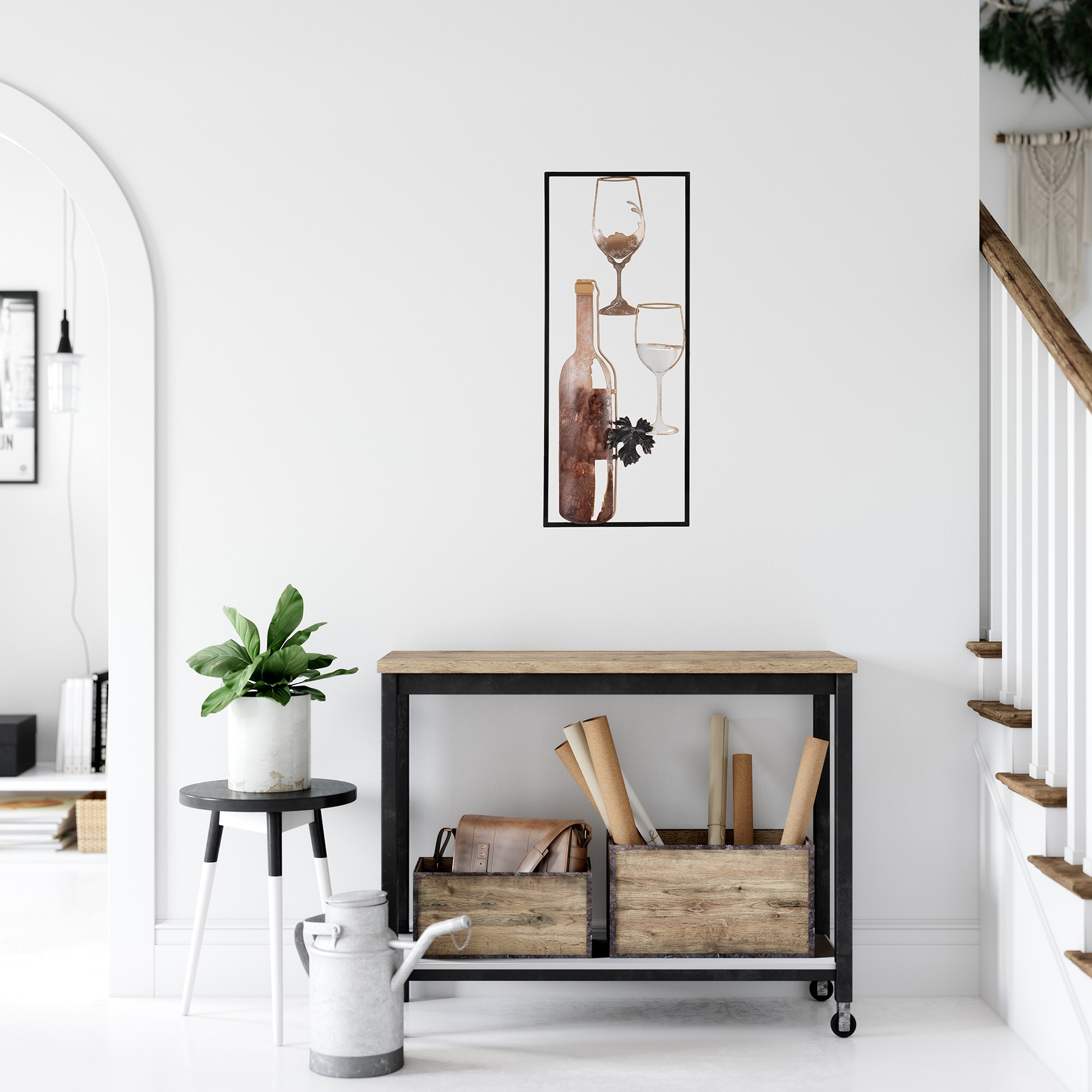 Bönninghoff Metallbild »WEINFLASCHE UND WEINGLÄSER 25x61 cm – Deko modern«