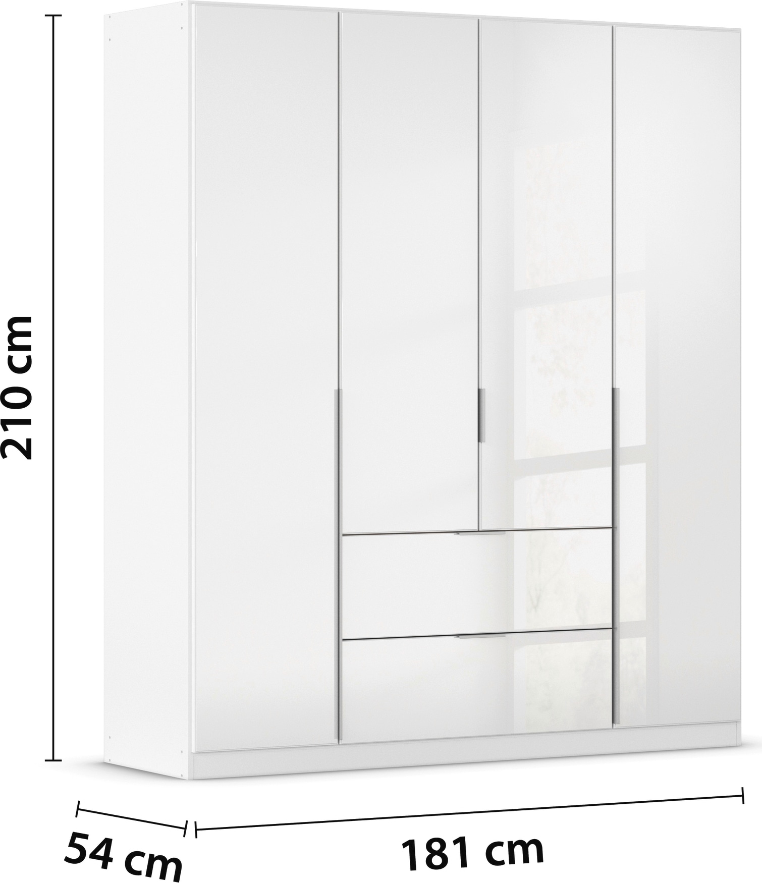 rauch Drehtürenschrank »Kleiderschrank Kleiderschränke Schrank Garderobe AGORDO mit Glasfront«, (in zwei Griff-Farben, Breiten 91-360 cm), mit Außenschubkästen, in 7 Breiten und 2 Höhen MADE IN GERMANY