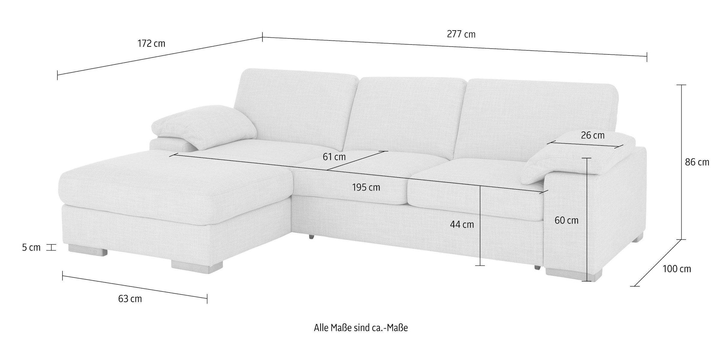 Home affaire Ecksofa »Ventura L-Form«, wahlweise mit Bettfunktion und Bettfunktion/Bettkasten