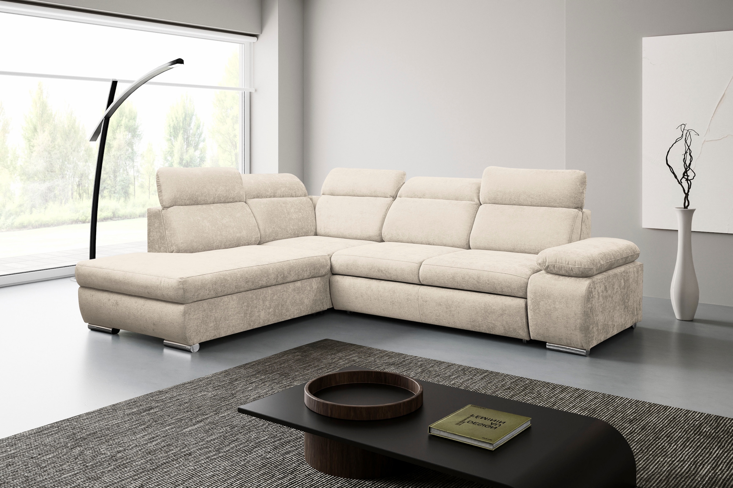 WERK2 Ecksofa »Alicante Cord, inkl. Bettfunktion & Bettkasten, Breite 280cm, L-Form«