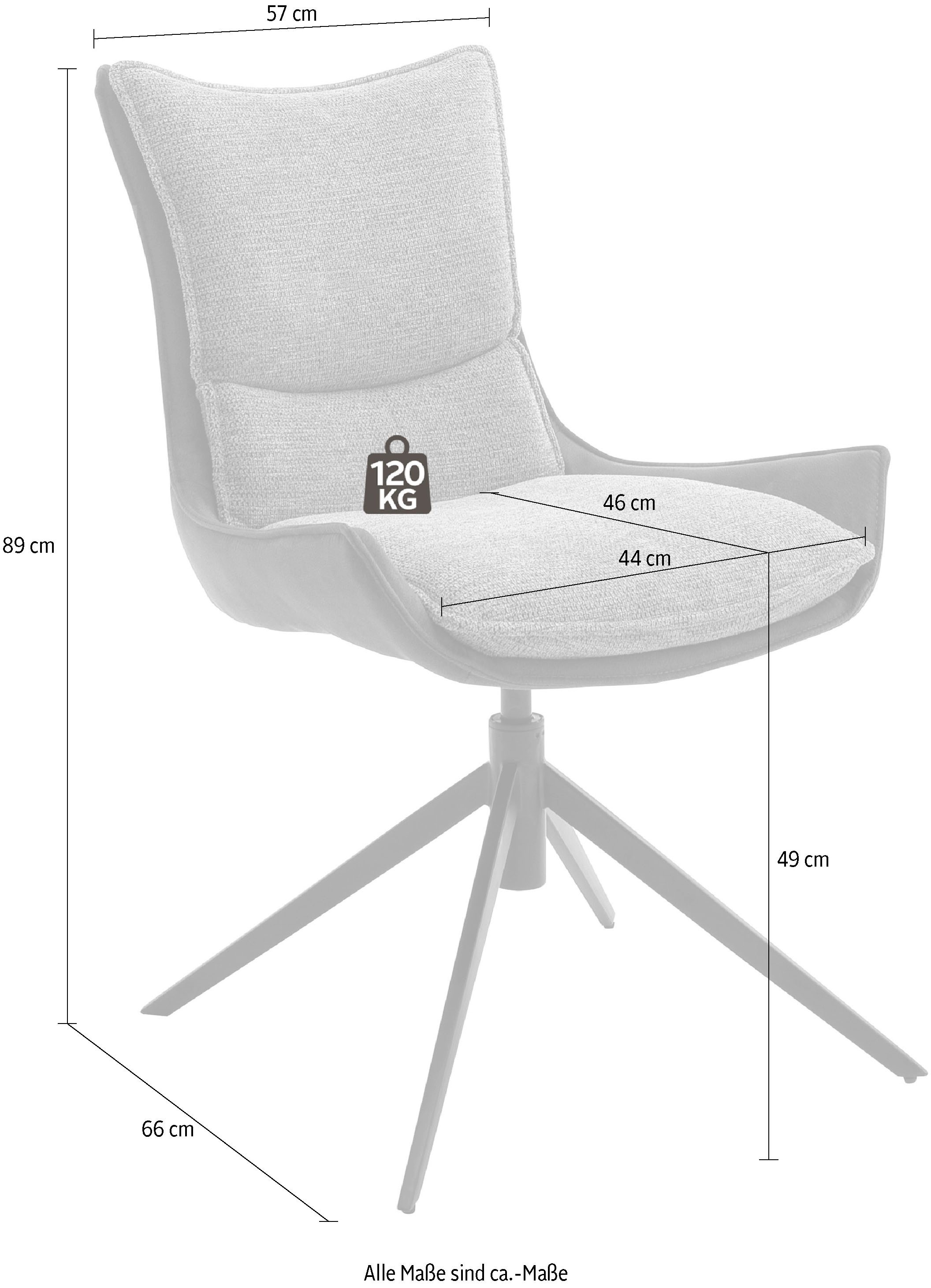 MCA furniture 4-Fußstuhl »Kitami«, (Set), 2 St., Esszimmerstuhl drehbar  360° mit Nivellierung, Stoffbezug, bis 120 kg bei OTTO