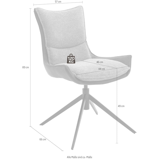 MCA furniture 4-Fußstuhl »Kitami«, (Set), 2 St., Esszimmerstuhl drehbar  360° mit Nivellierung, Stoffbezug, bis 120 kg bei OTTO