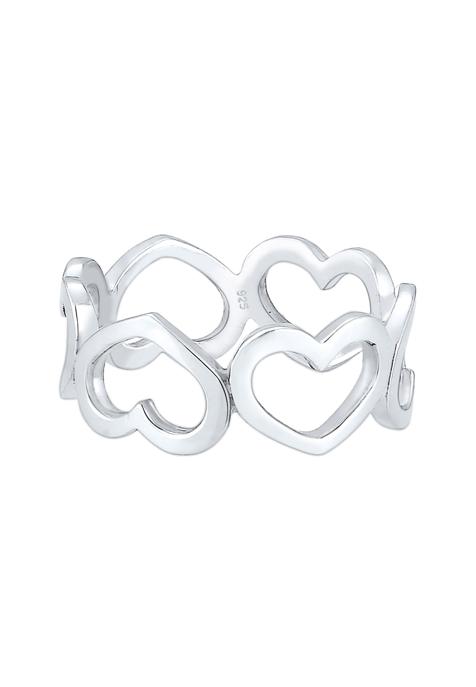 Elli Fingerring »Ring Bandring Herzen Symbol Cut-Out Trend 925er Silber«