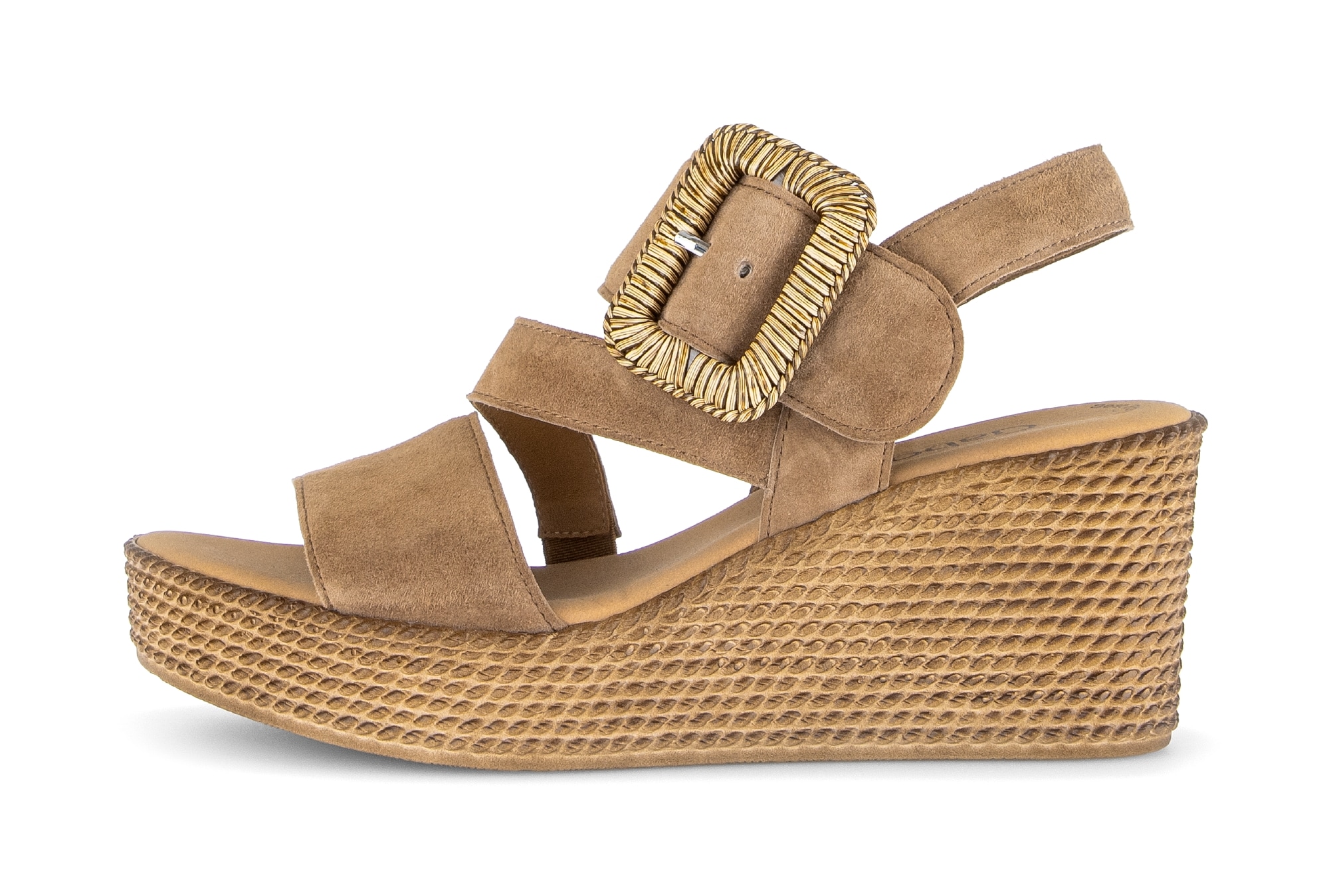 Gabor Keilsandalette  , Sommerschuh, Riemchensandale mit auffälliger Zierschnalle