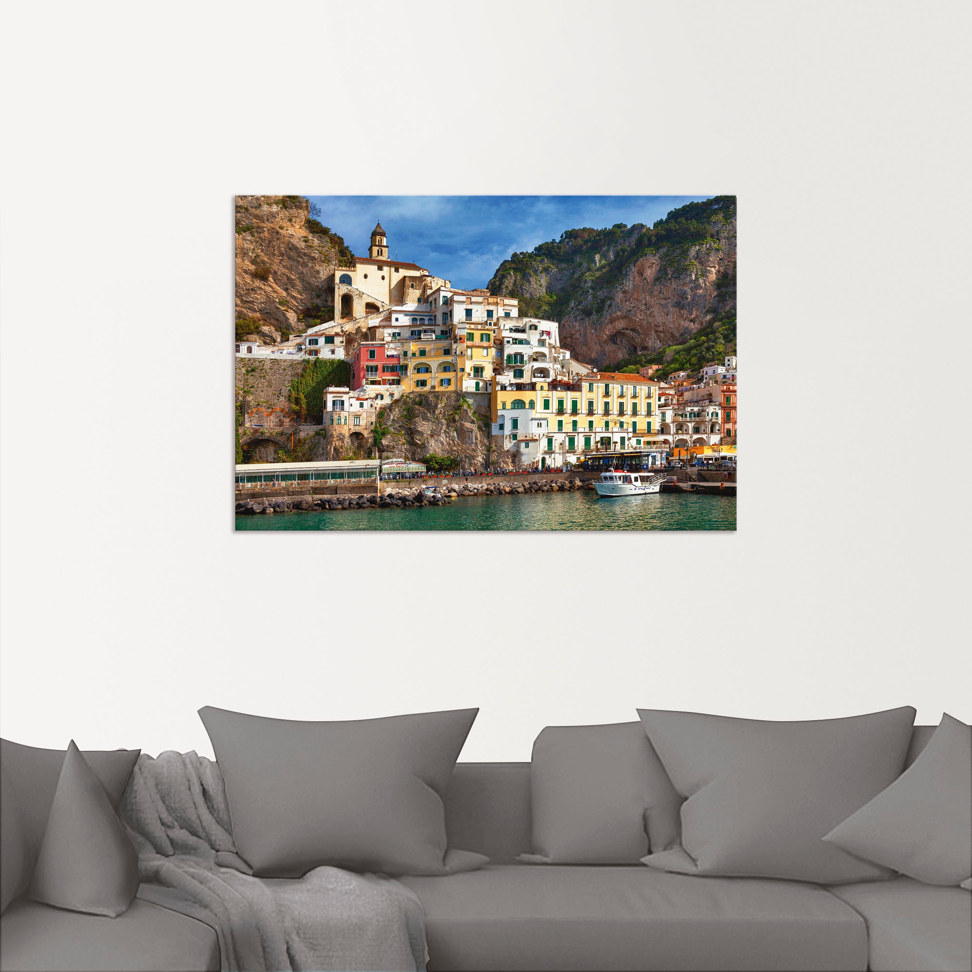 Artland Wandbild »Hafen von Amalfi an der Amalfiküste« Italien 1 Stk. tlg. als Alubild, Outdoorbild, Leinwandbild, Poster in verschied. Größen