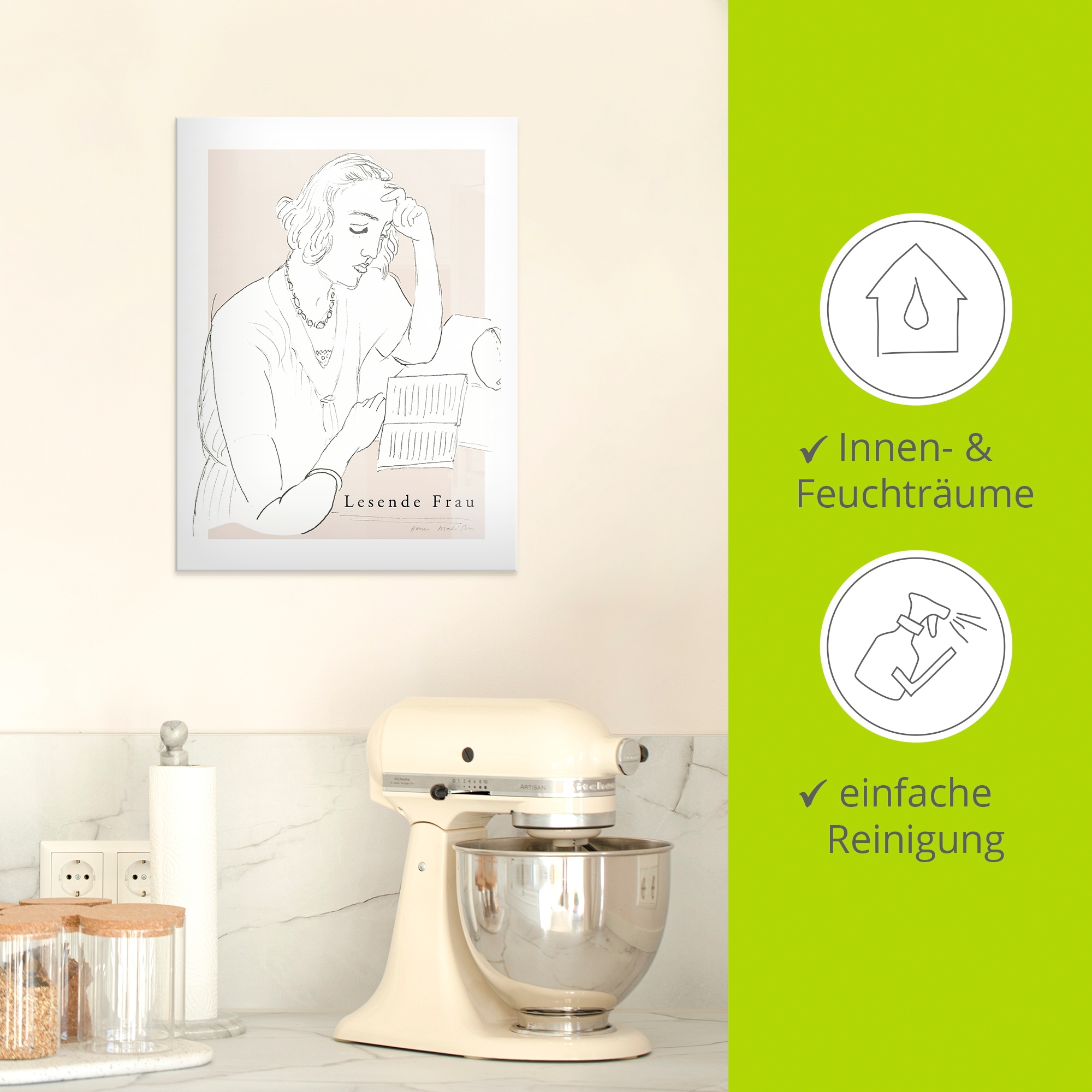 Artland Glasbild »Lesende Frau« Bilder von Frauen 1 Stk. tlg. in verschiedenen Größen