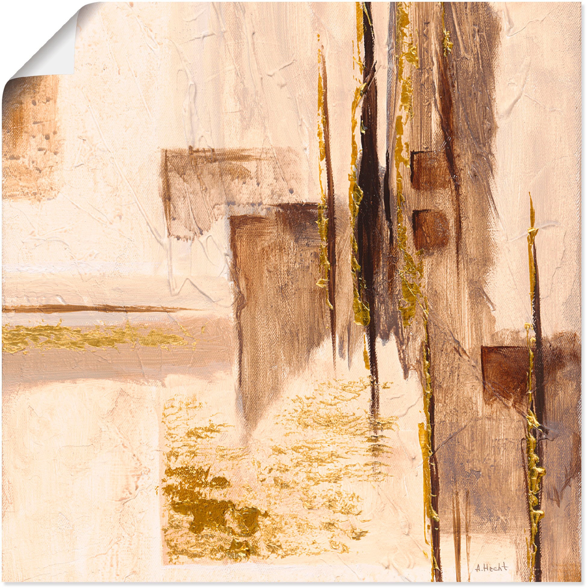 Artland Wandbild »Goldene Silhouette I«, Muster, (1 St.), in vielen Größen & Produktarten - Alubild / Outdoorbild für den Außenbereich, Leinwandbild, Poster, Wandaufkleber / Wandtattoo auch für Badezimmer geeignet