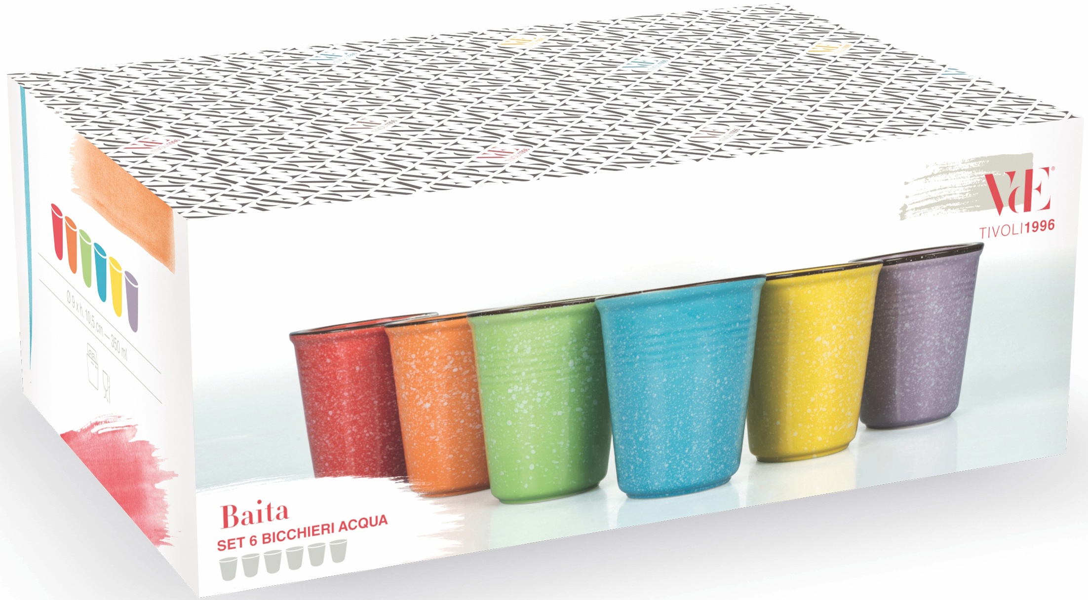 Villa d'Este Becher »Baita«, (Set, 6 tlg.), Trinkbecher-Set, 6-teilig, Inhalt 350 ml