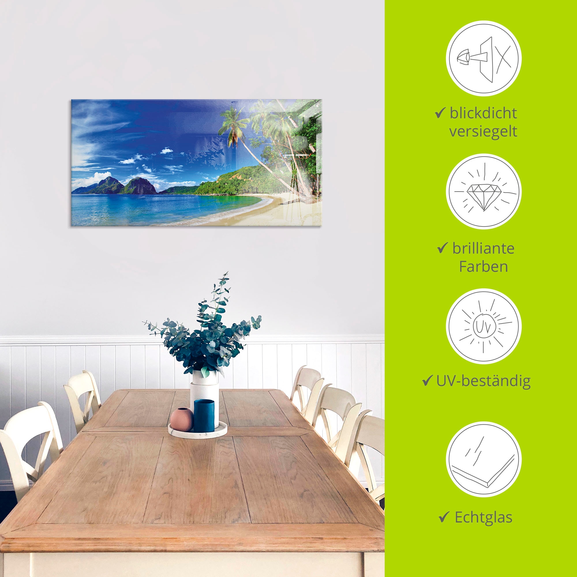 Artland Glasbild »Paradies« Küste 1 Stk. tlg. in verschiedenen Größen
