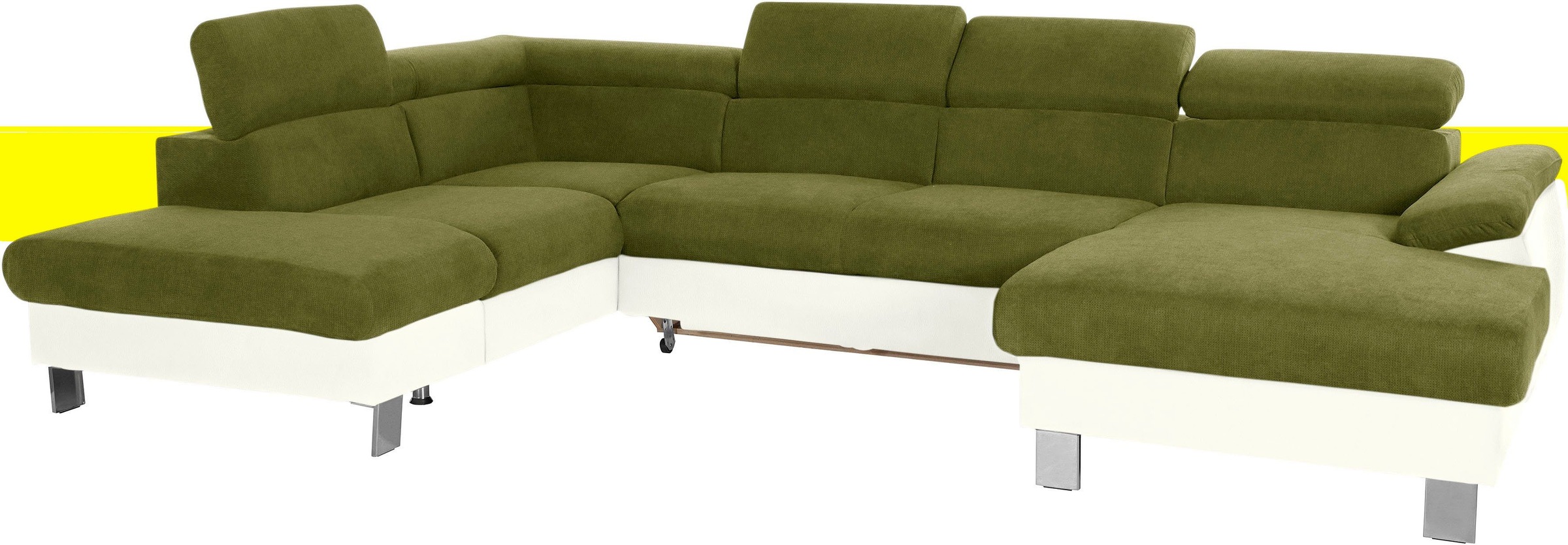 COTTA Polstergarnitur »Komaris U-Form«, (Set), Set bestehend aus: Wohnlandschaft mit Kopfteilverstellung & Hocker