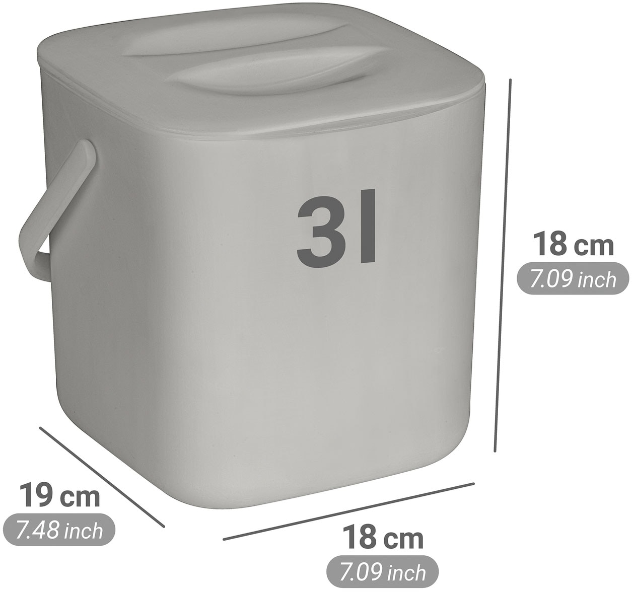 WENKO Biomülleimer »Modell Conny« 1 Behälter Komposteimer, Abfallsammler mit herausnehmbarem Sieb und Henkel, 3 L