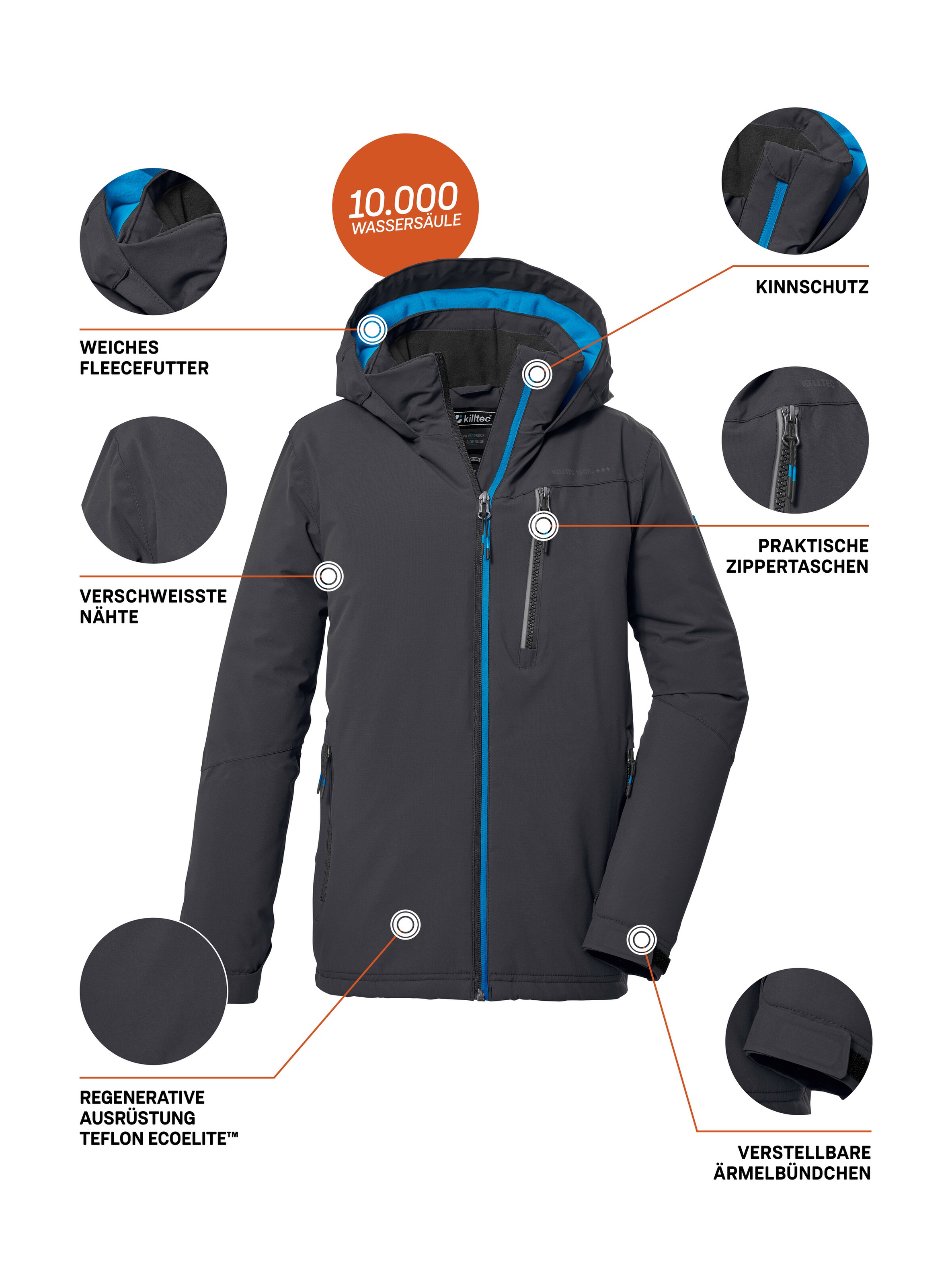 Killtec Outdoorjacke »KOW 159 BYS JCKT« Wasser- und winddichte Kids Winterjacke mit Fleece-Futter