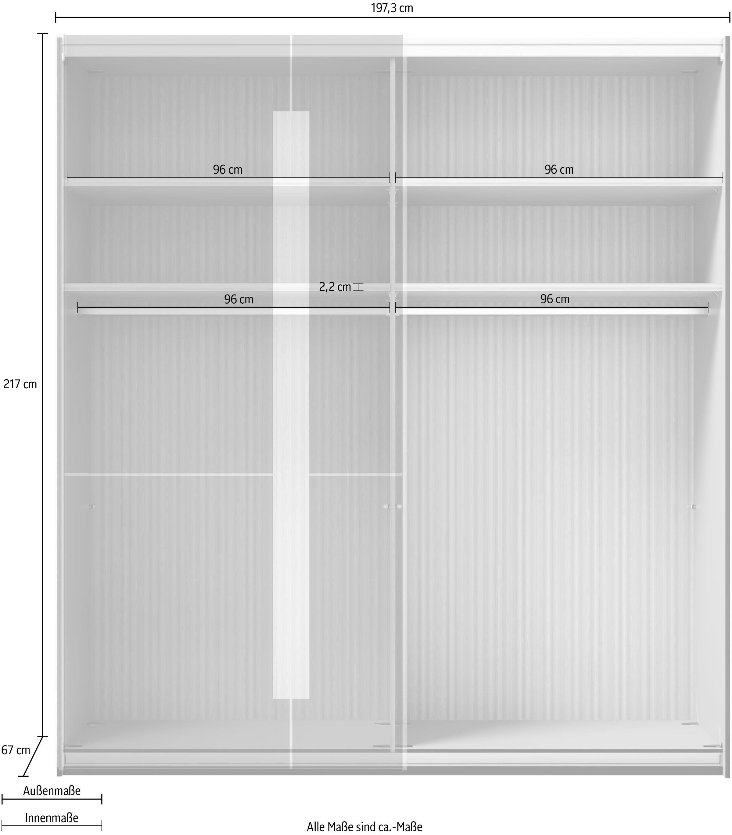 Musterring Schwebetürenschrank »Imola W«, inkl. Einlegeböden und Kleiderstangen, mit Glastüren inkl. Zierspiegel