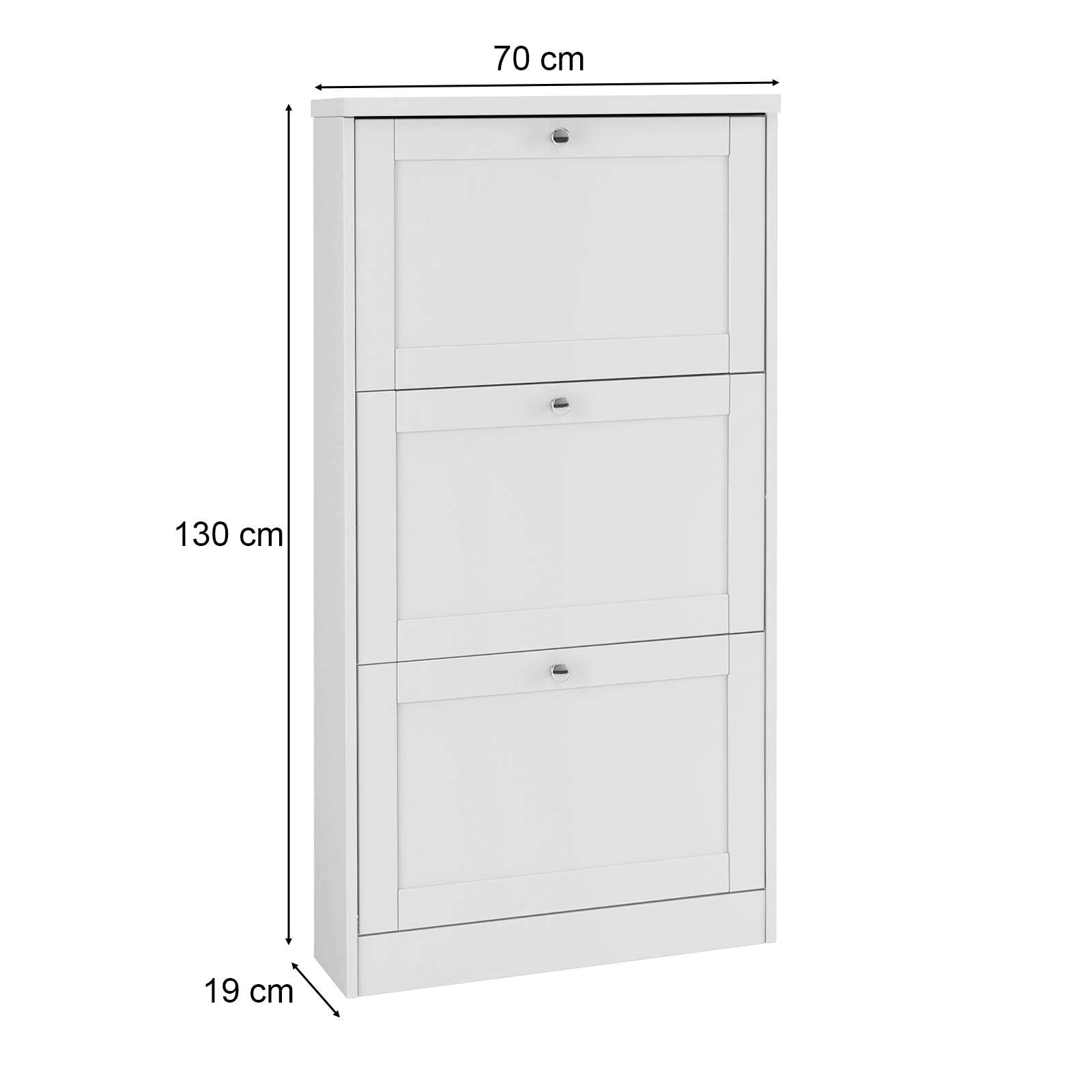 OTTO home Schuhschrank »Heide« Breite 70 cm, mit 3 Klappen und Facettenfront, Höhe ca. 130 cm