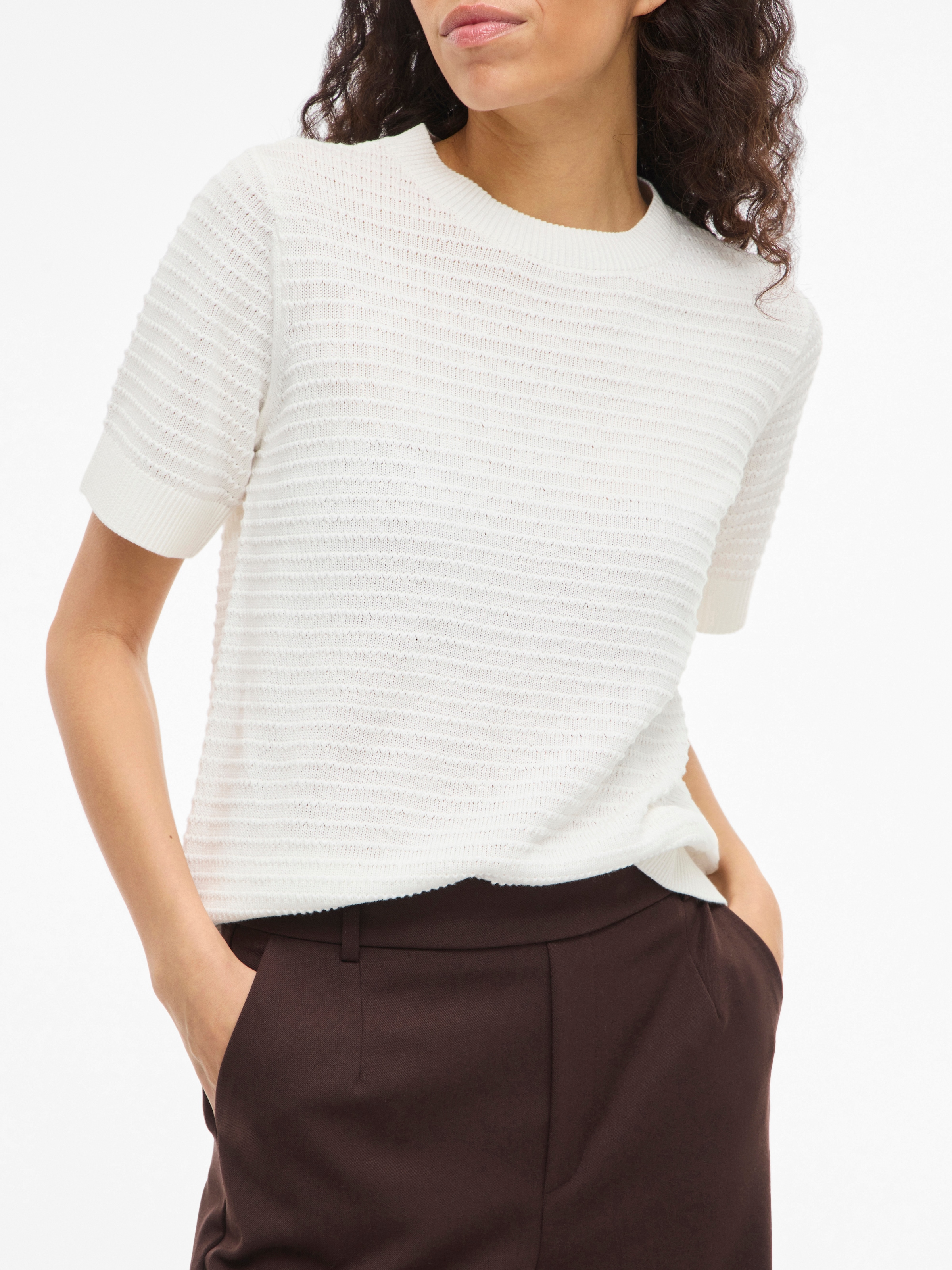 Vila Kurzarmpullover »VILOLLO O-NECK S/S DETAIL KNIT TOP- NOOS«