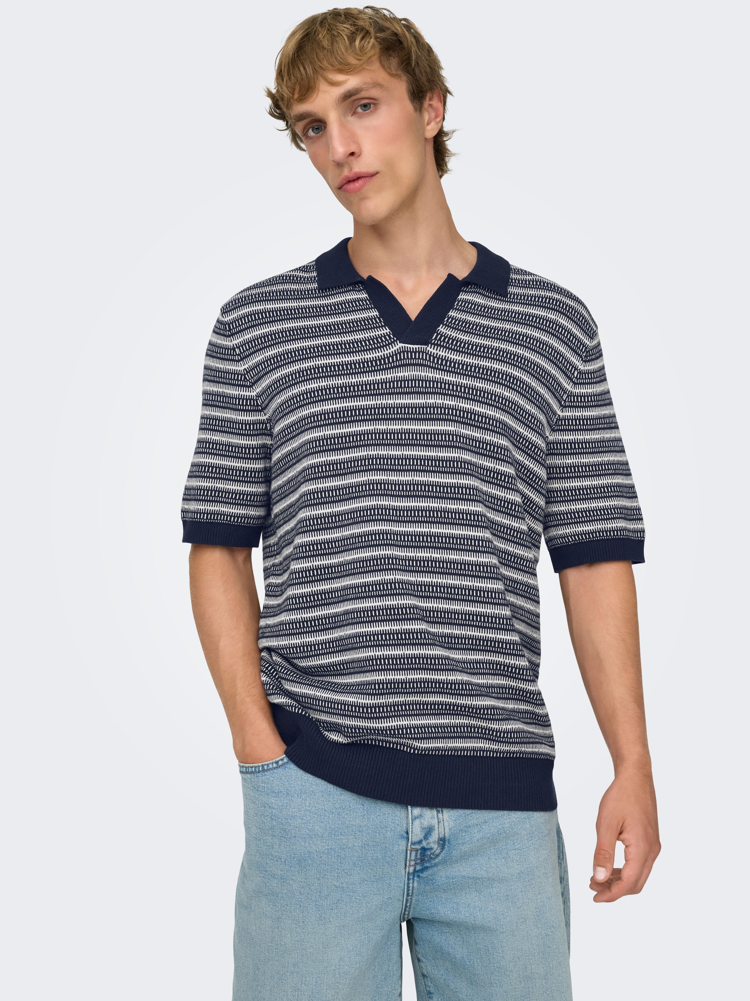 ONLY & SONS Polokragenpullover »ONSTILO REG SS SPLIT NECK KNIT NOOS« Baumwolle, regular fit