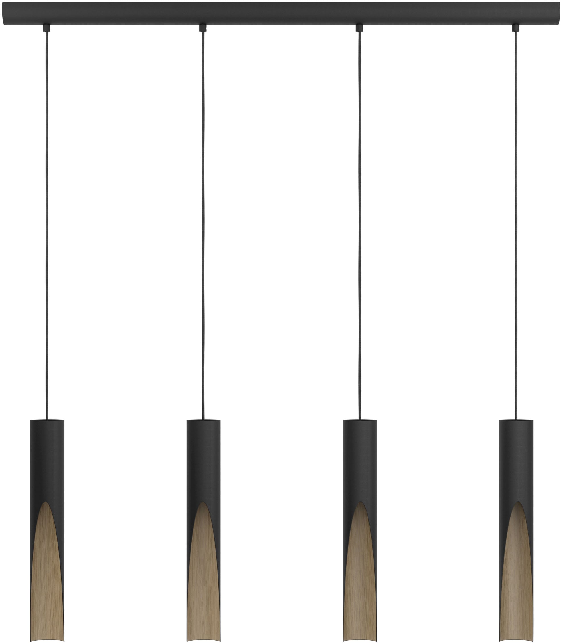 EGLO Hängeleuchte »BARBOTTO Pendellampe - Stahl, Holz - GU10 - 4X4,5W - IP20« GU10 1 Stk. Hängelampe, Deckenlampe, Wohnzimmer, Esszimmer, L92,5 x B6 x H110 cm