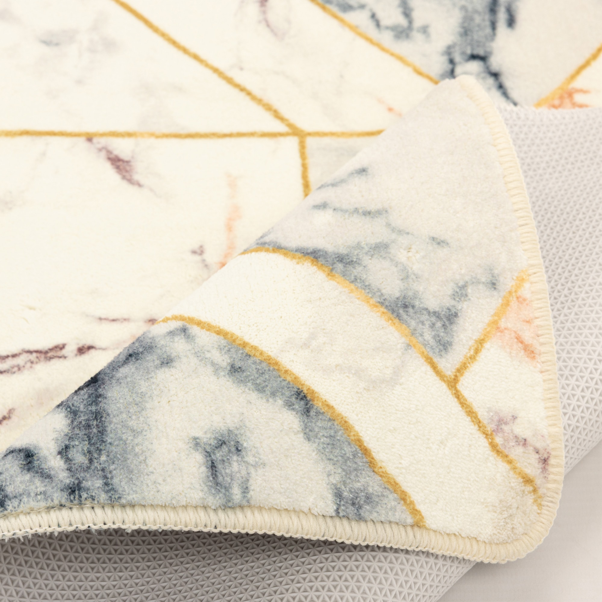 Gino Falcone Badematte »Aquata GF-155, Badvorleger, Badezimmer Teppich« Höhe 7 mm rutschhemmend beschichtet fußbodenheizungsgeeignet Badteppich, bedruckt, Marmor Design, rechteckig